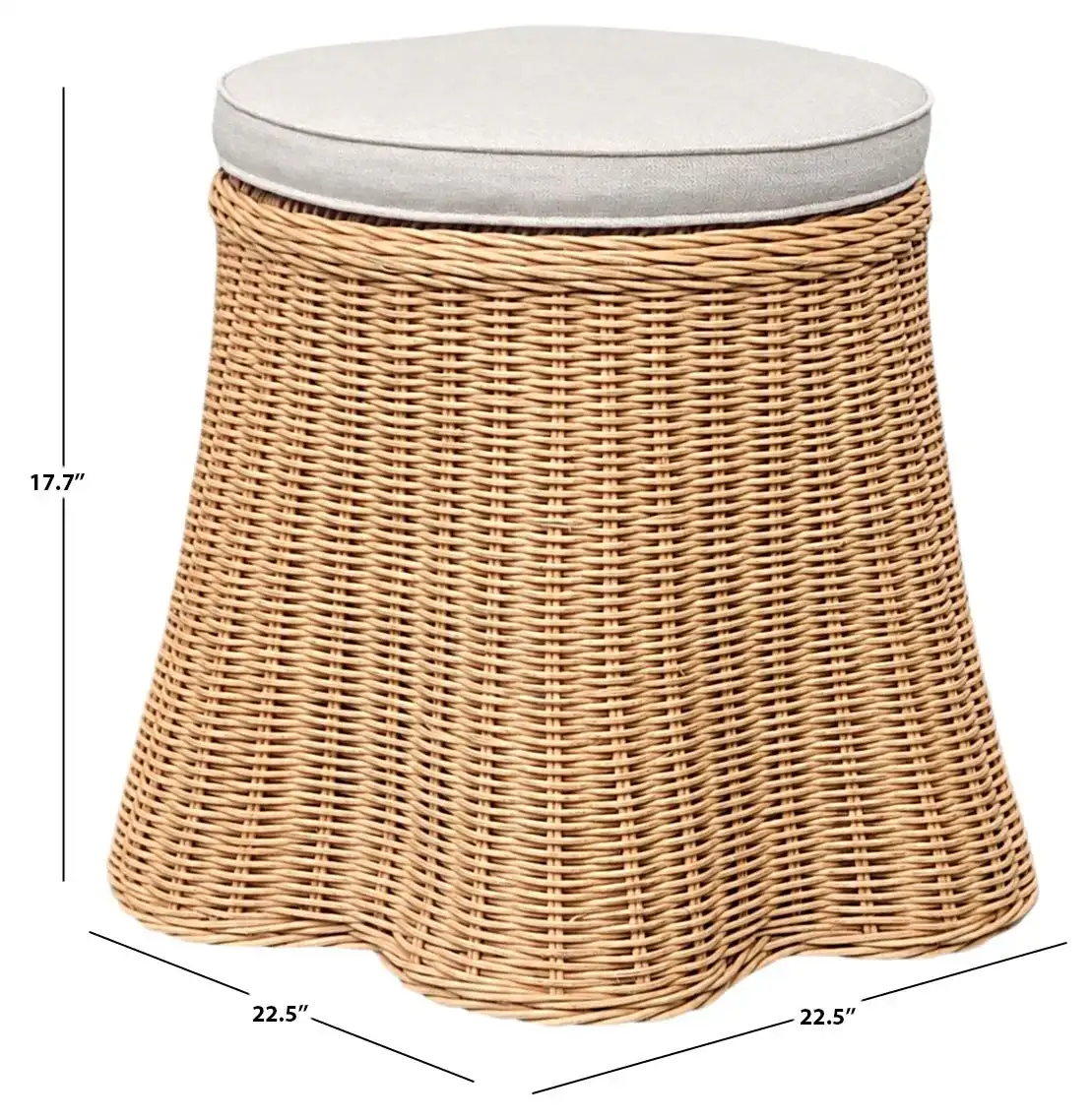 Bayley Rattan Stool in Natural / Beige, detail view