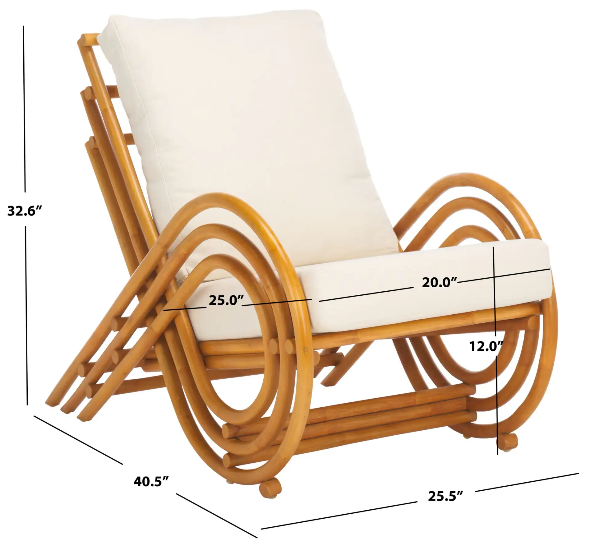 Fernson Rattan Accent Chair in Natural / White, detail view