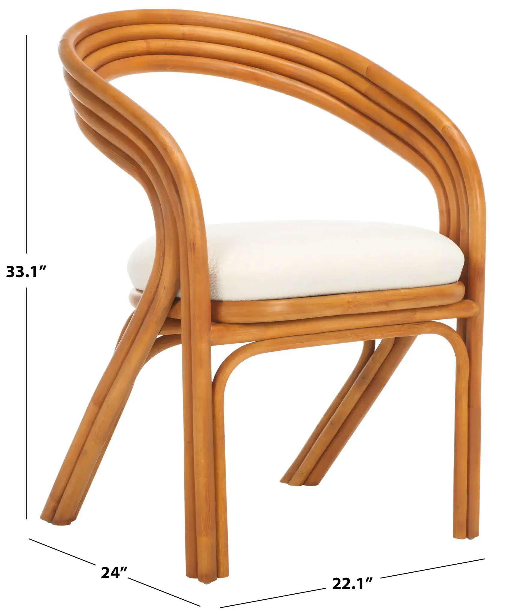 Jennabrook Rattan Dining Chair in Natural / White, detail view