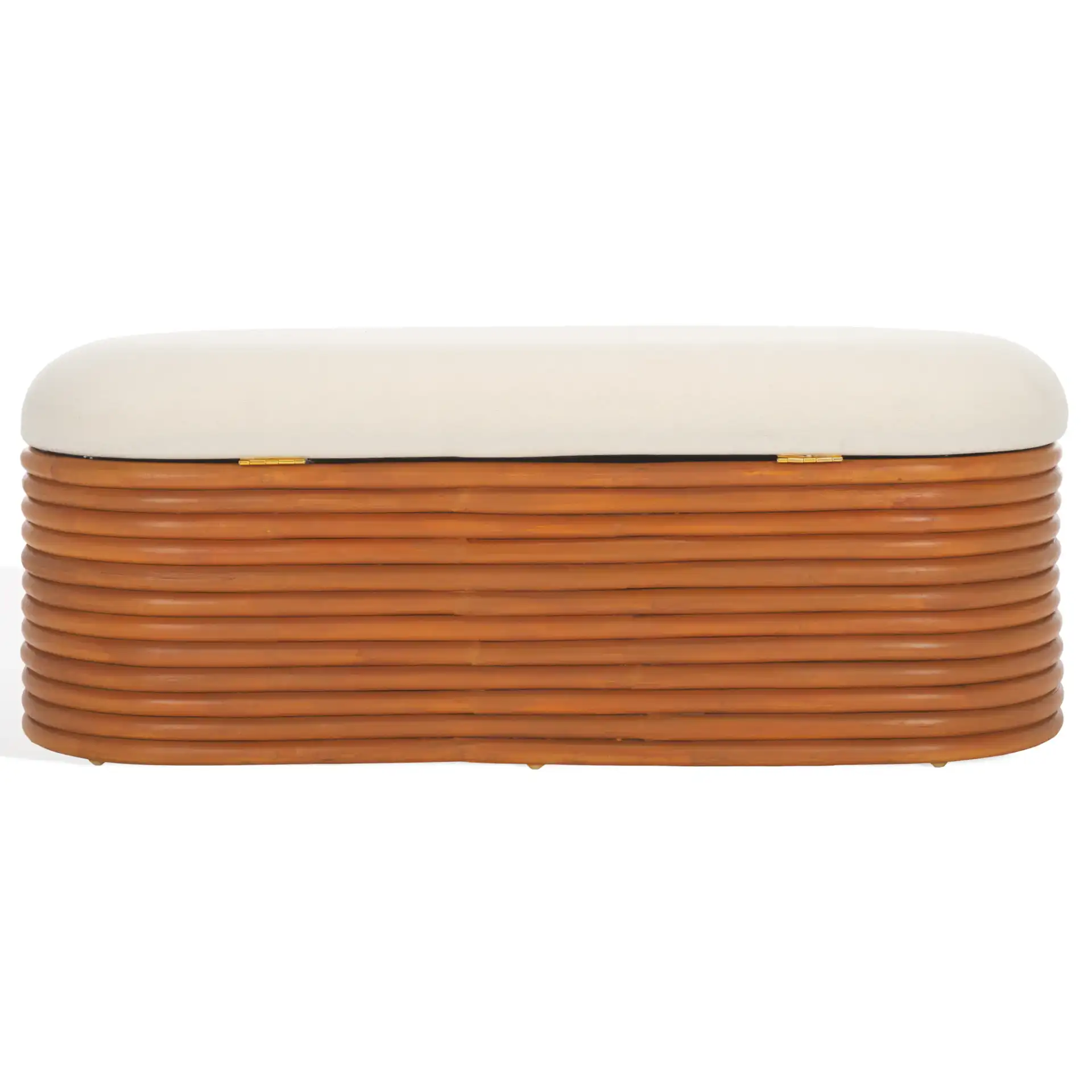 Bayard Rattan Storage Bench in Natural / White, detail view
