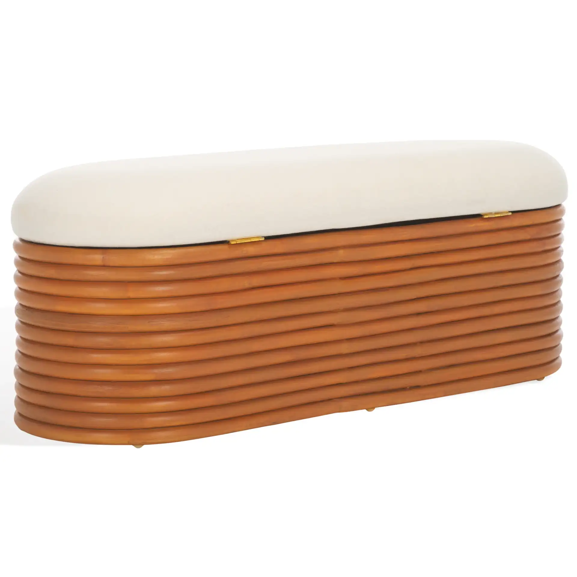 Bayard Rattan Storage Bench in Natural / White, detail view