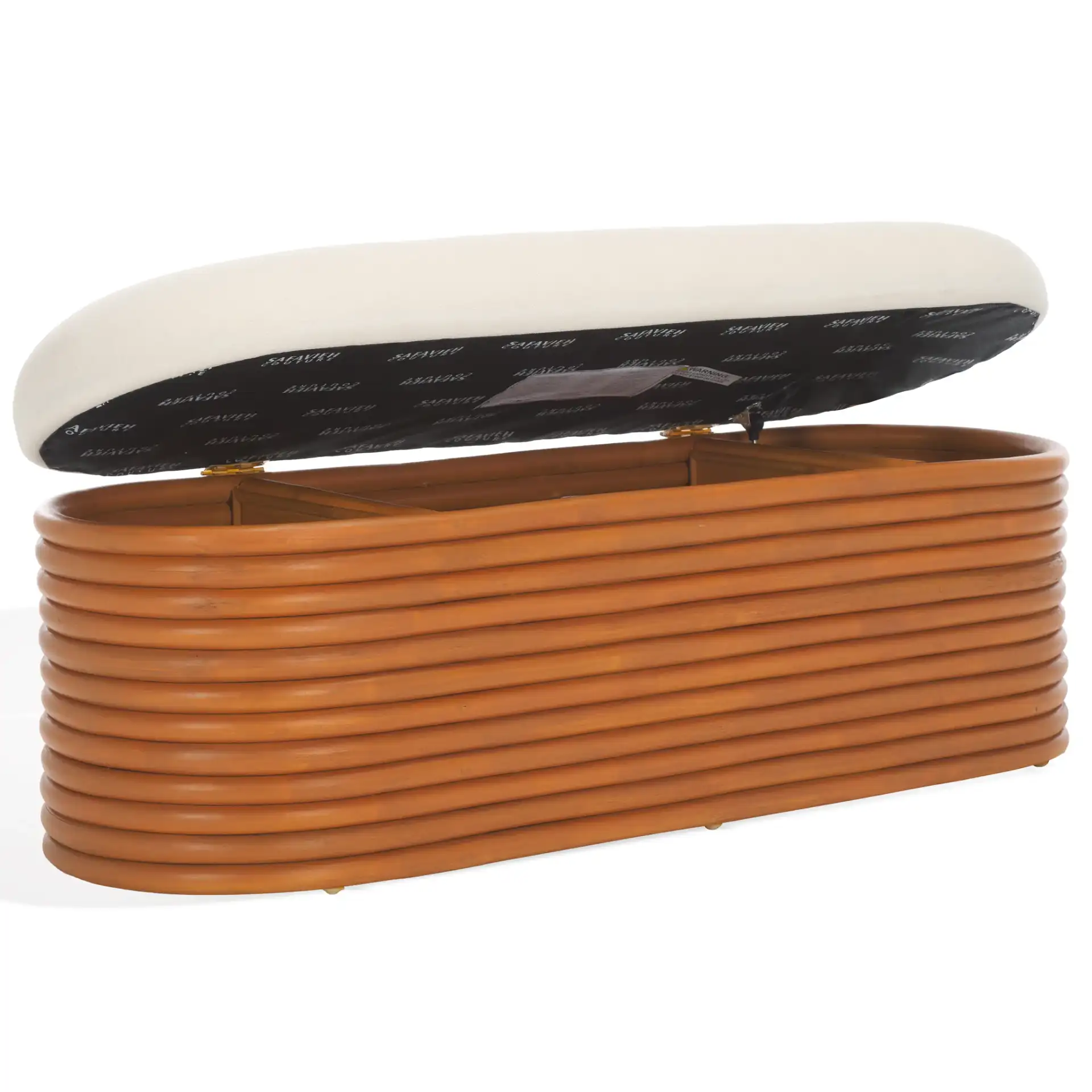 Bayard Rattan Storage Bench in Natural / White