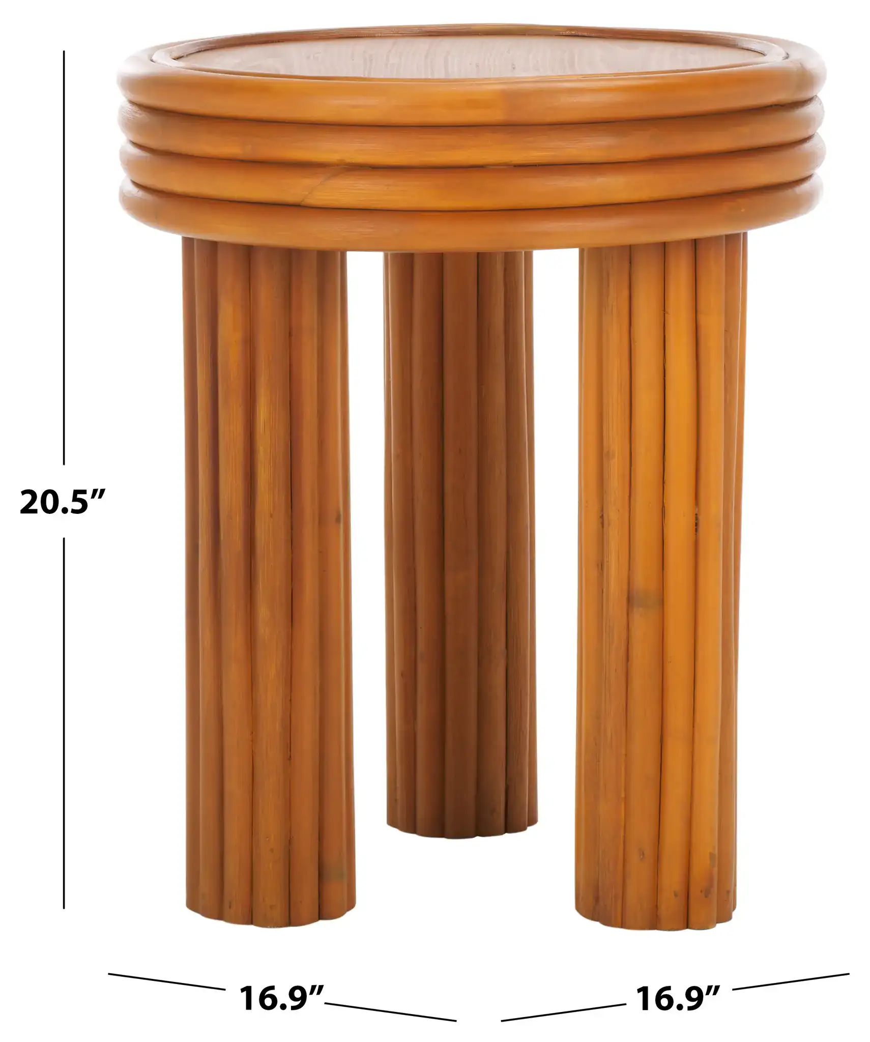 Bayard Rattan Round Accent Table in Natural, detail view