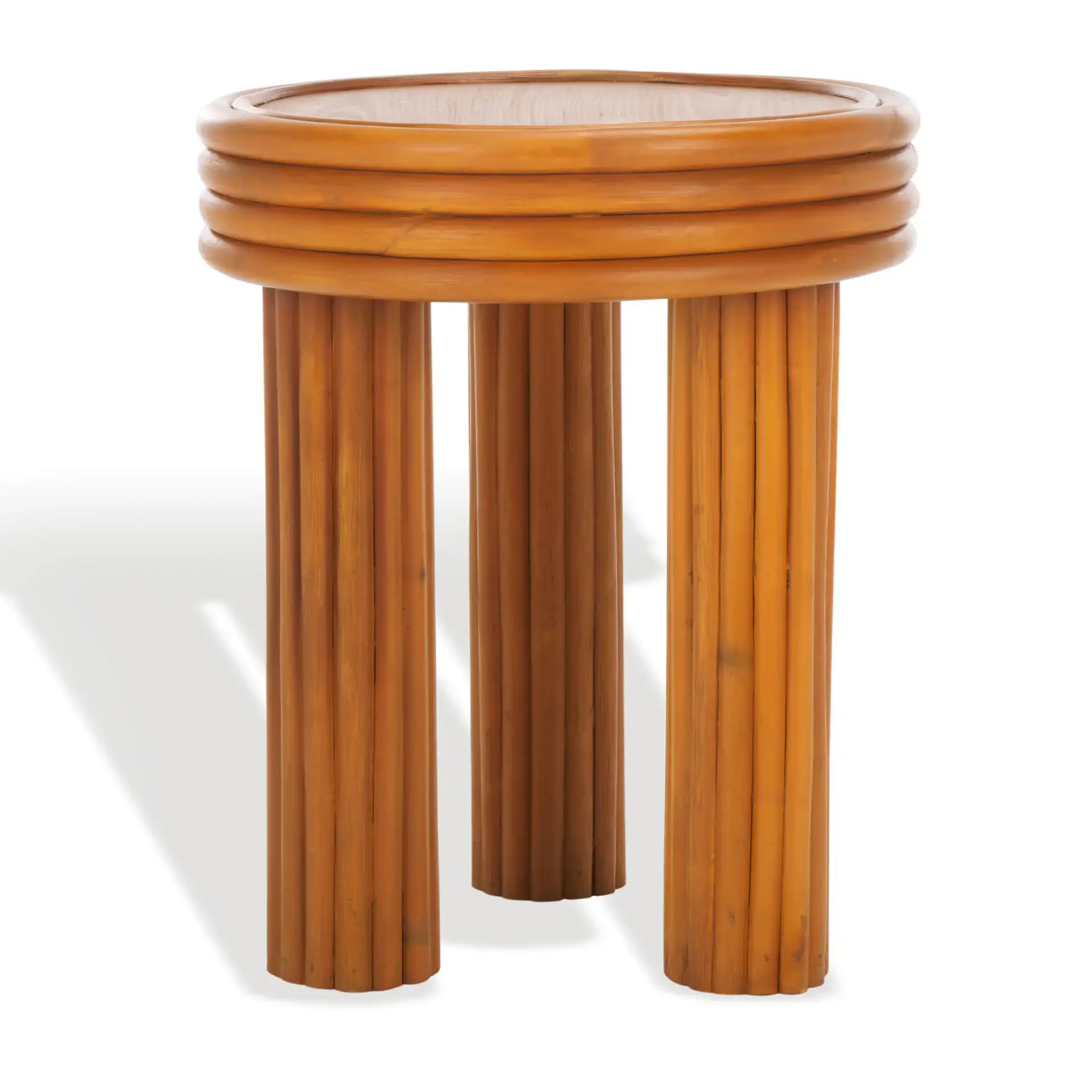 Bayard Rattan Round Accent Table in Natural, detail view