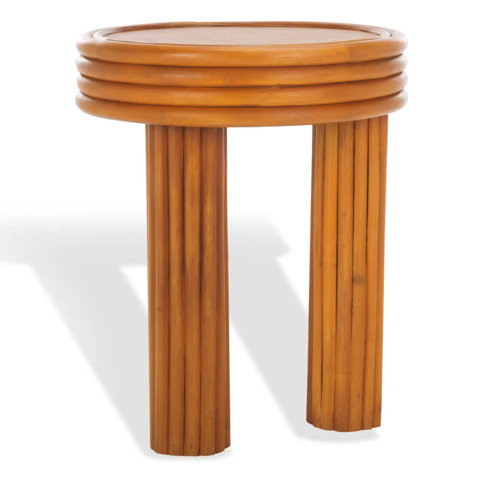 Bayard Rattan Round Accent Table in Natural, detail view