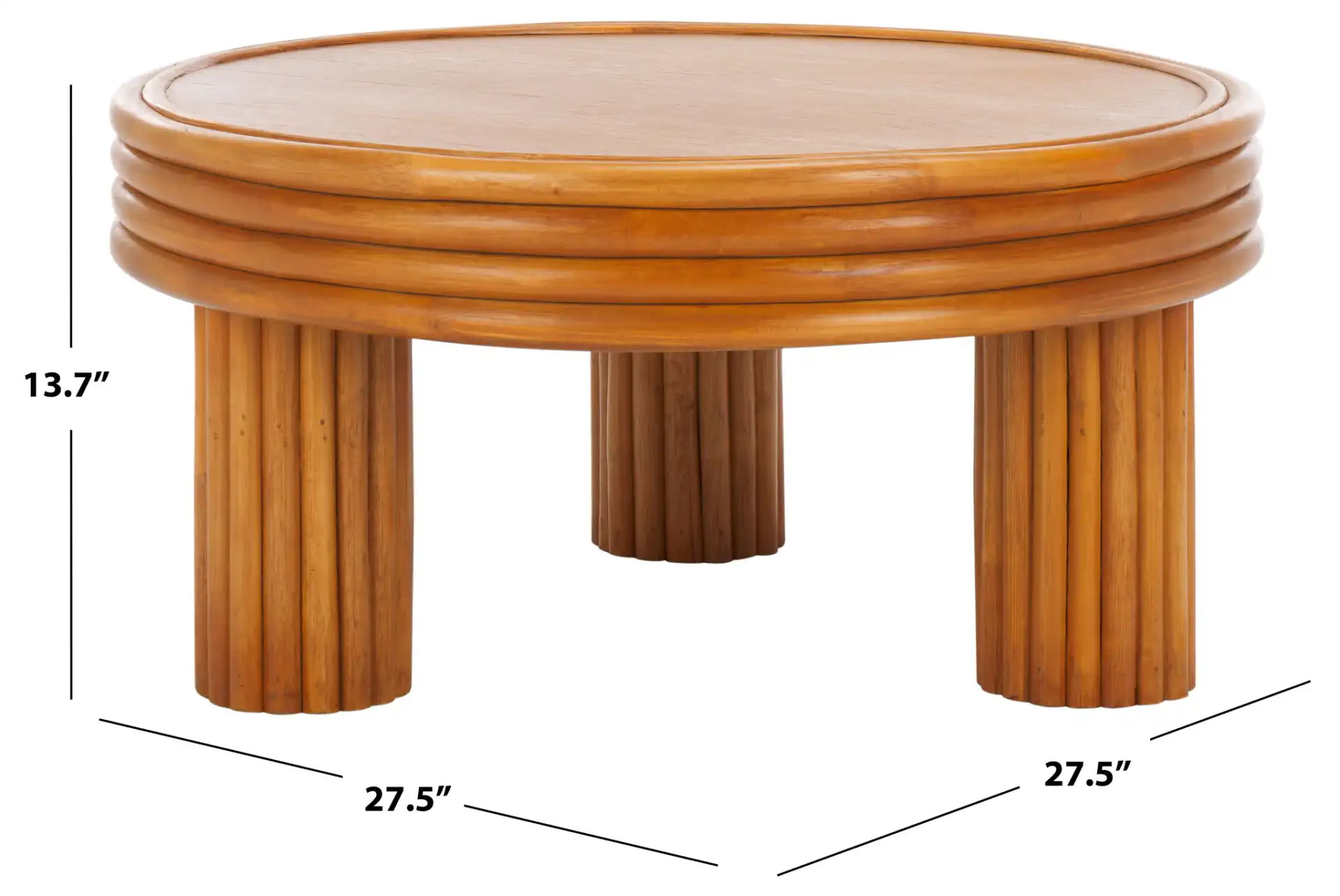 Bayard Rattan Round Coffee Table in Natural, detail view