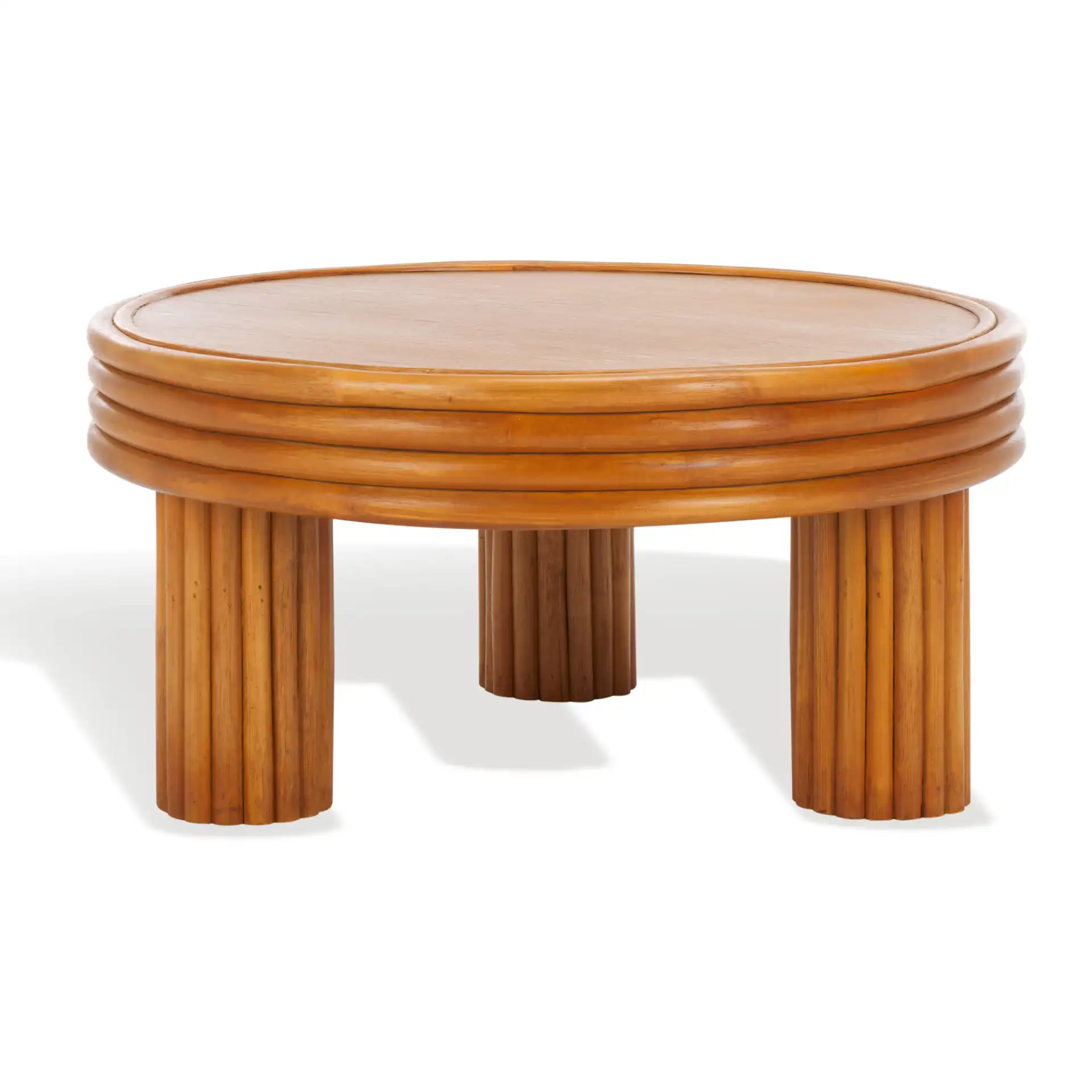 Bayard Rattan Round Coffee Table in Natural, detail view