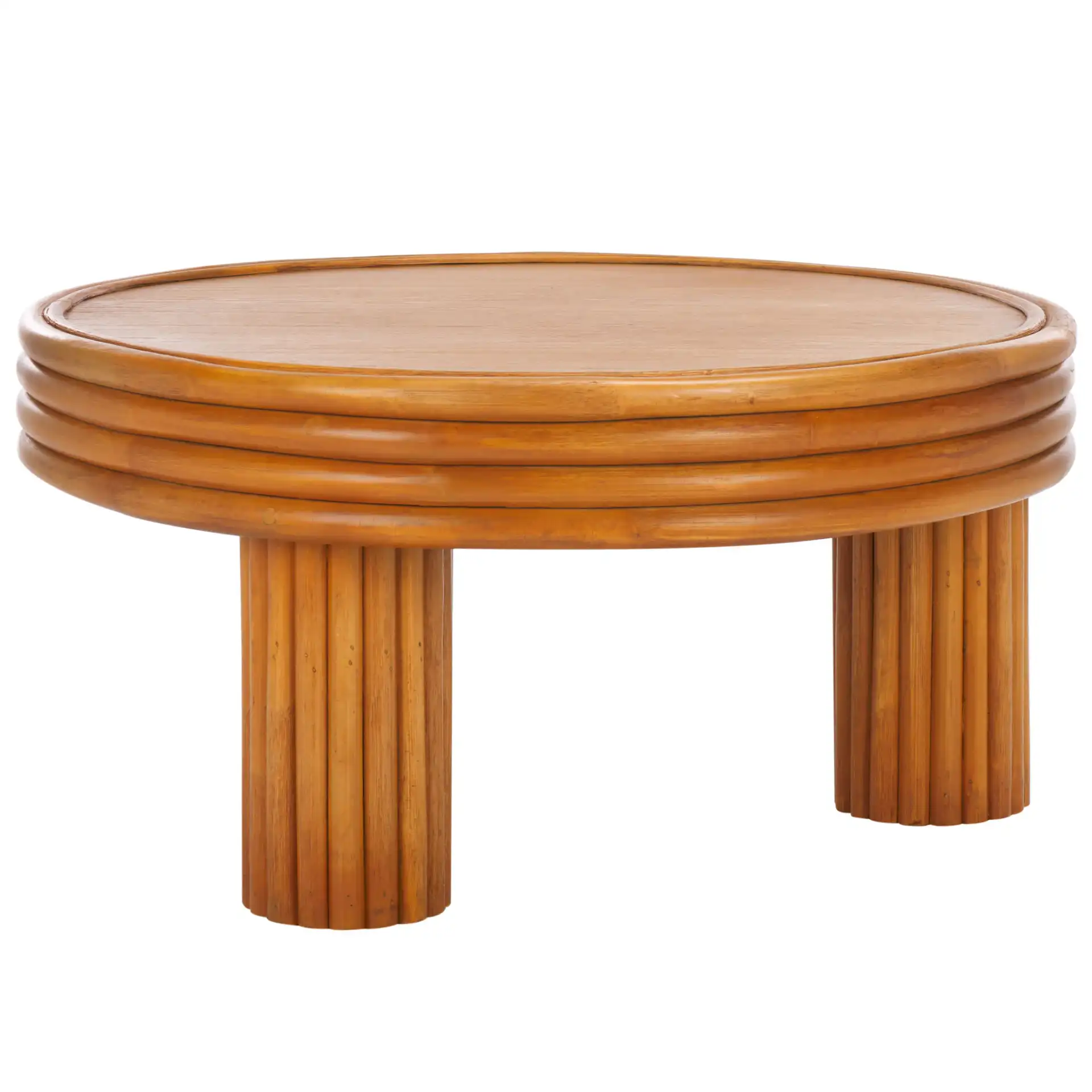 Bayard Rattan Round Coffee Table in Natural, detail view