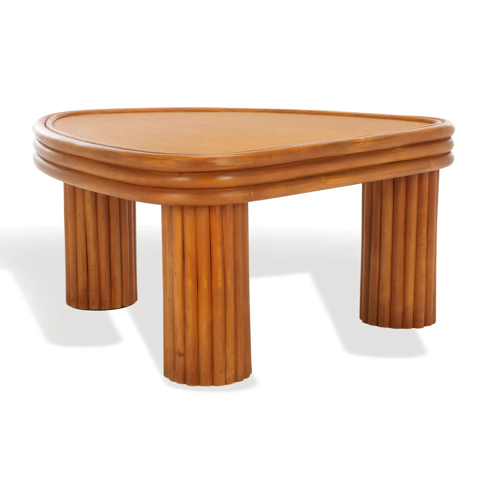 Bayard Rattan Triangle Coffee Table in Natural, detail view
