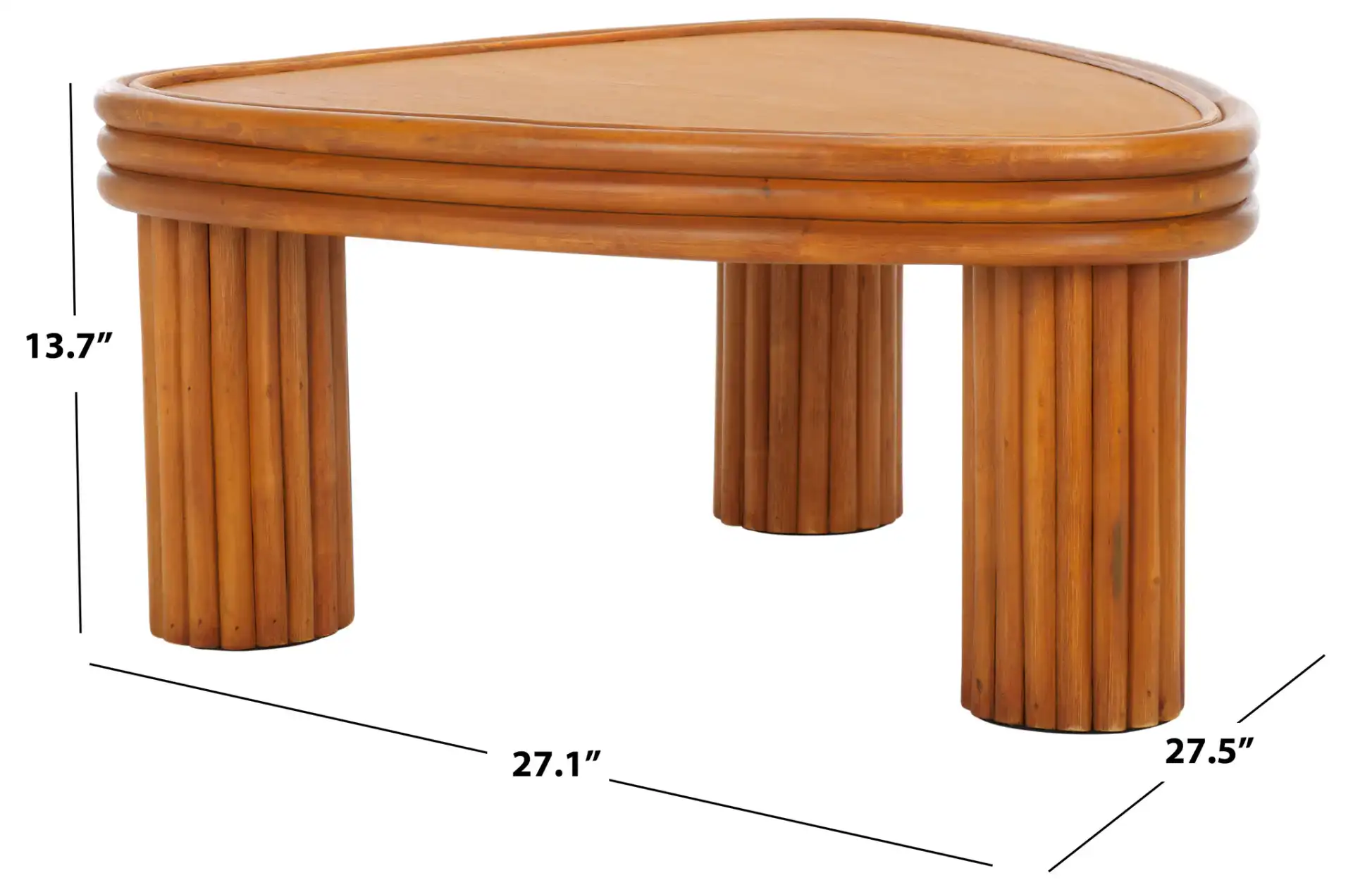 Bayard Rattan Triangle Coffee Table in Natural, detail view