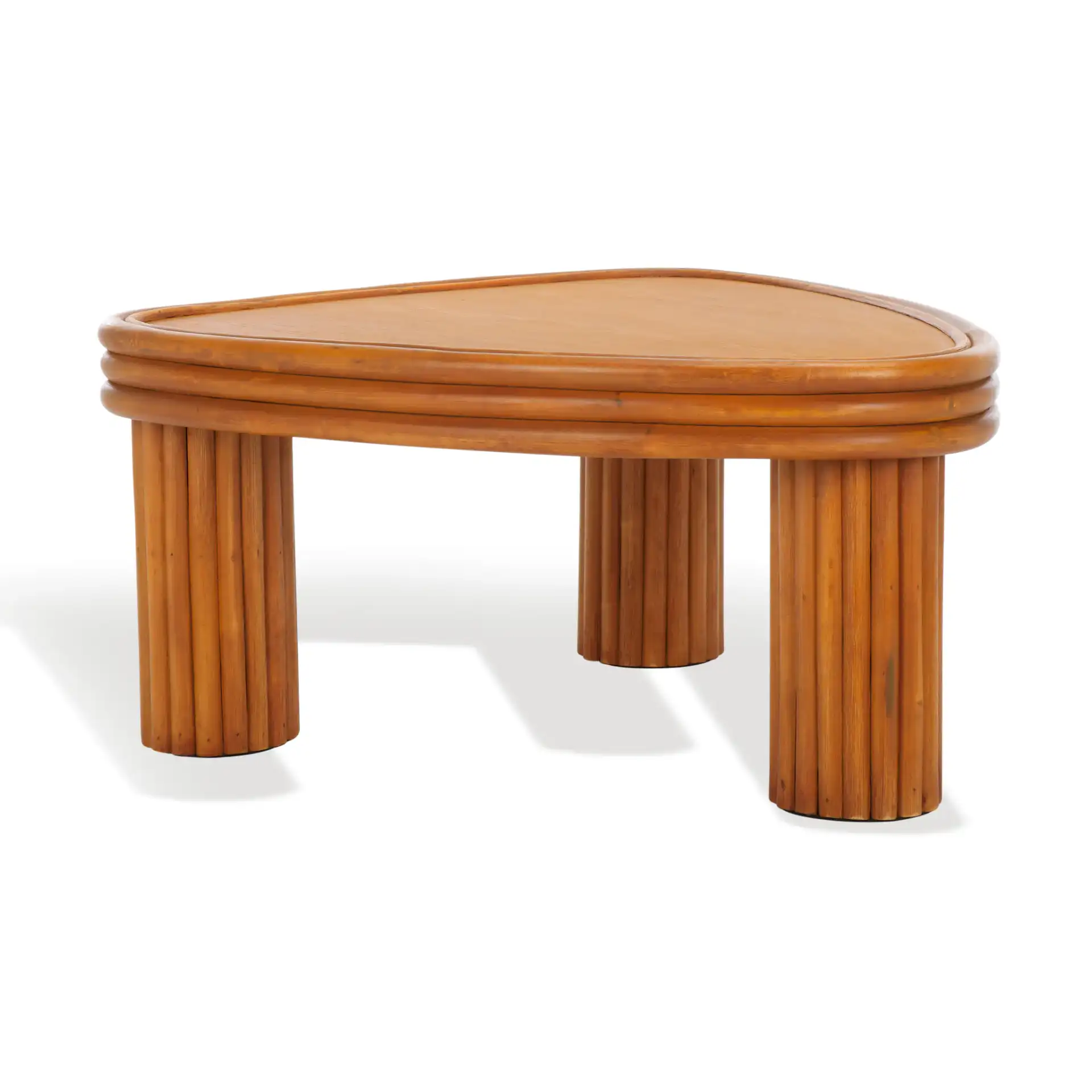 Bayard Rattan Triangle Coffee Table in Natural, detail view