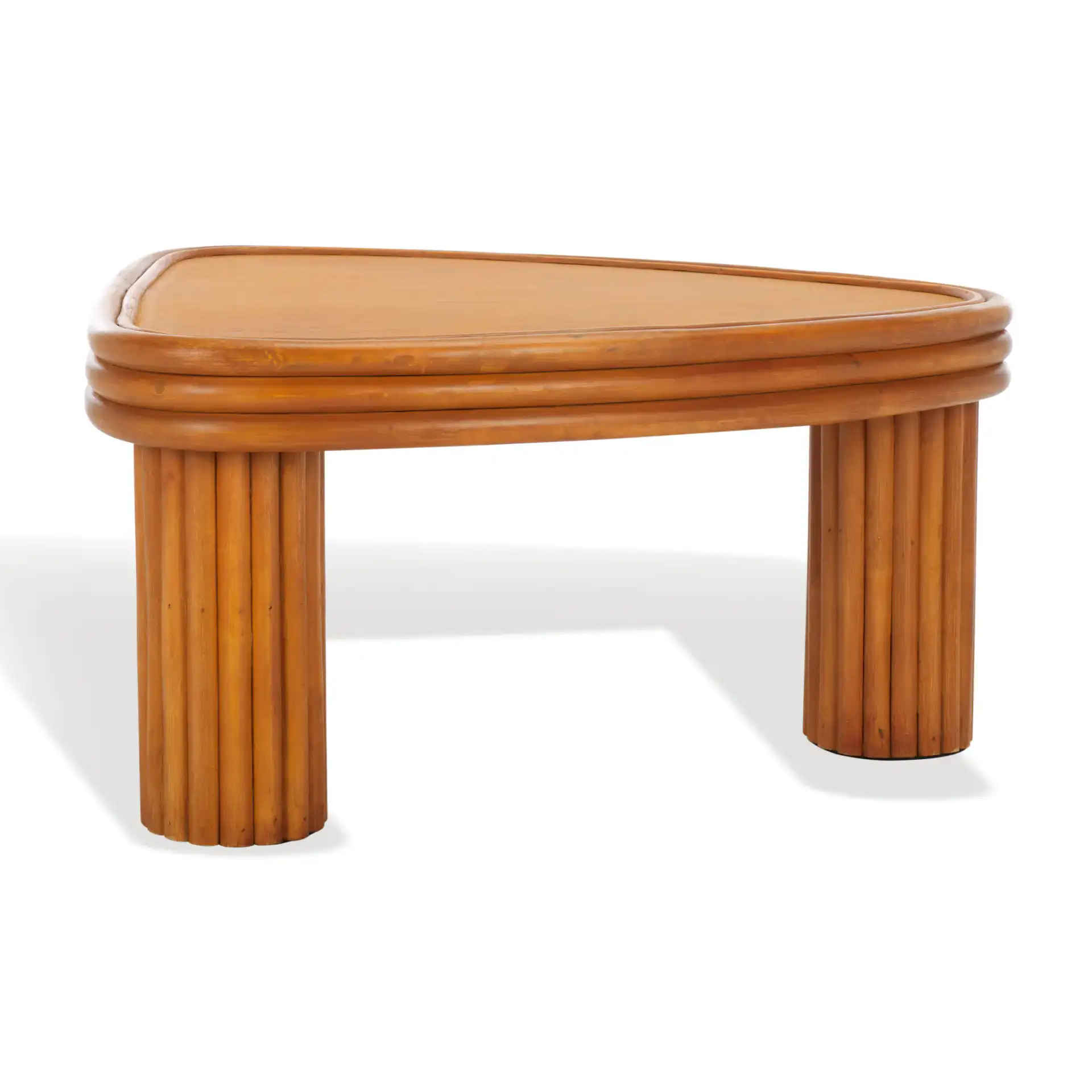 Bayard Rattan Triangle Coffee Table in Natural, detail view