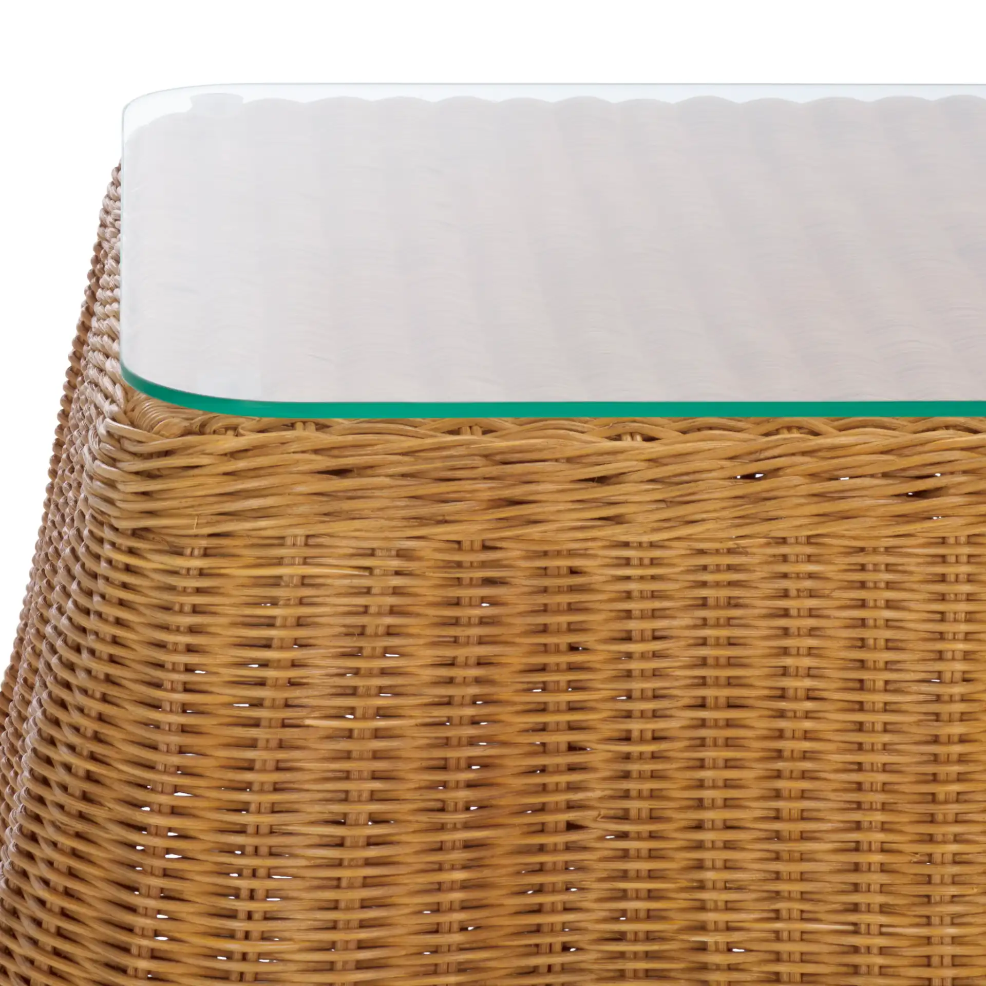 Hylda Square Rattan Accent Table in Natural in a styled room