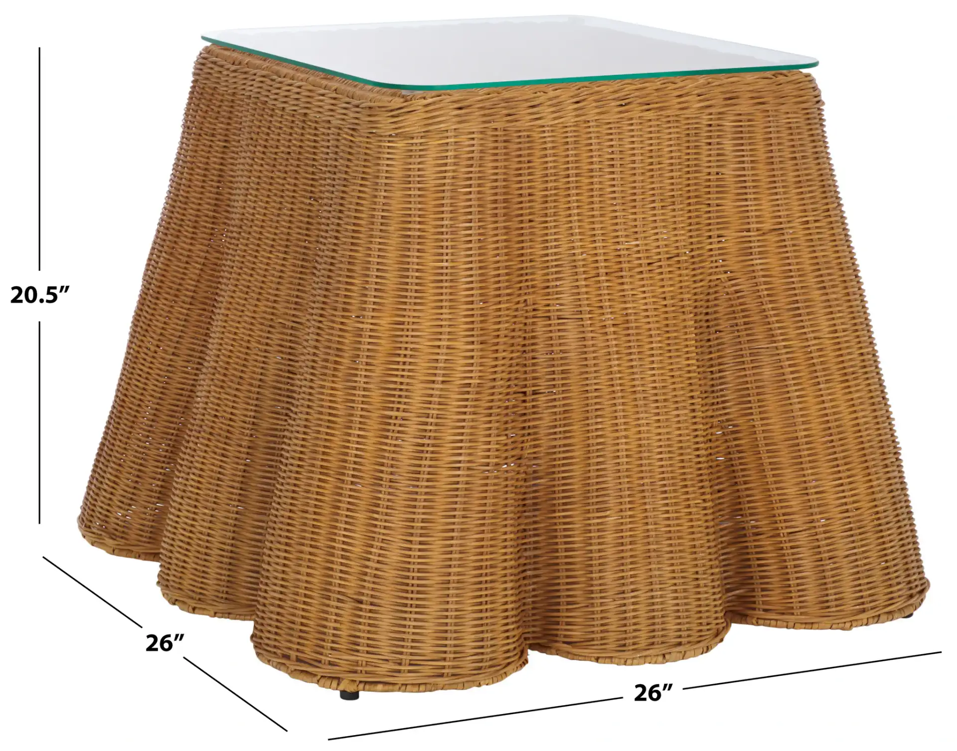 Hylda Square Rattan Accent Table in Natural, detail view