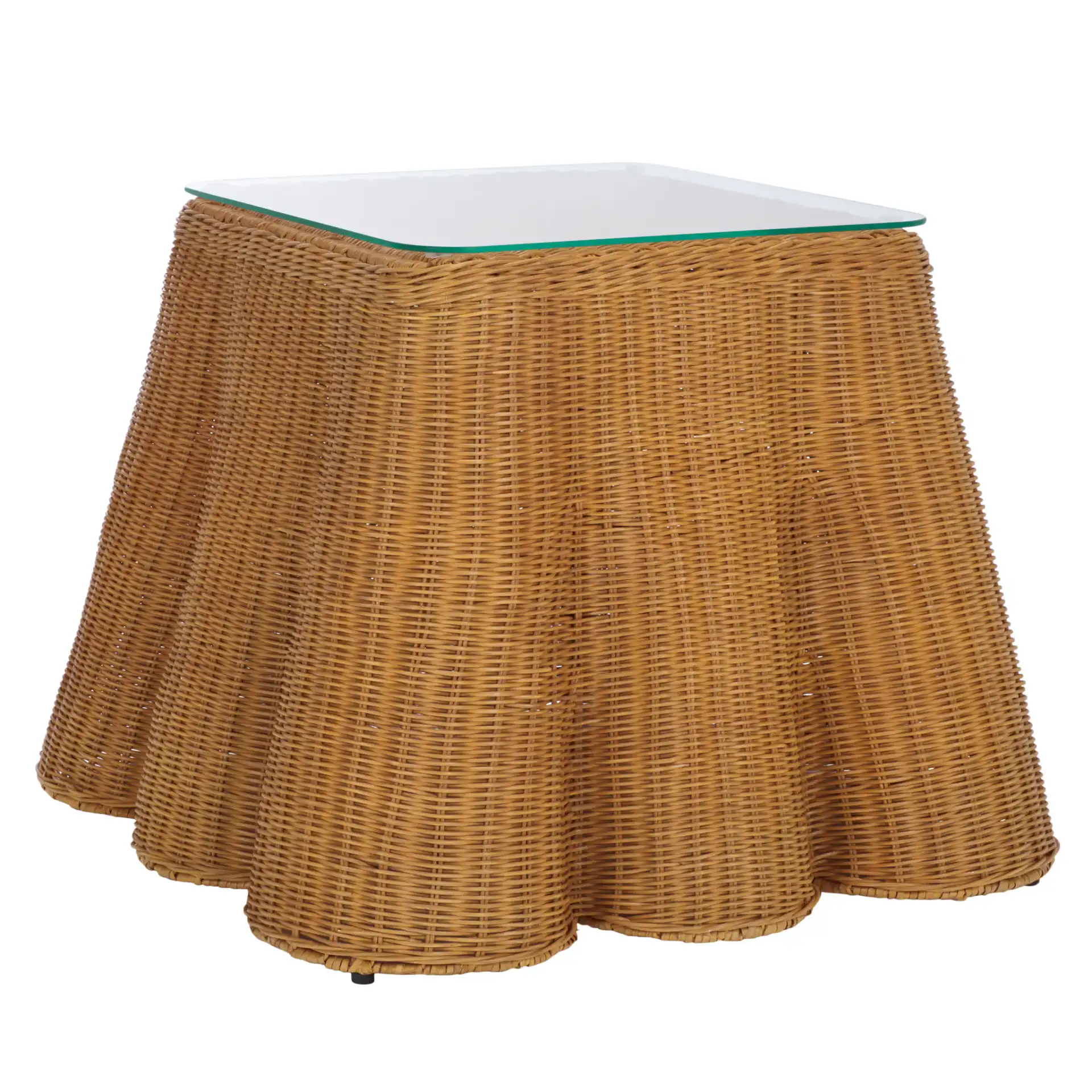 Hylda Square Rattan Accent Table in Natural, detail view