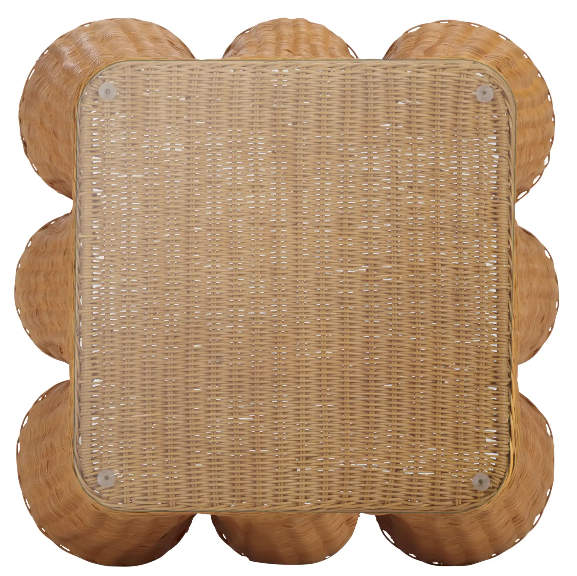 Hylda Square Rattan Accent Table in Natural, detail view
