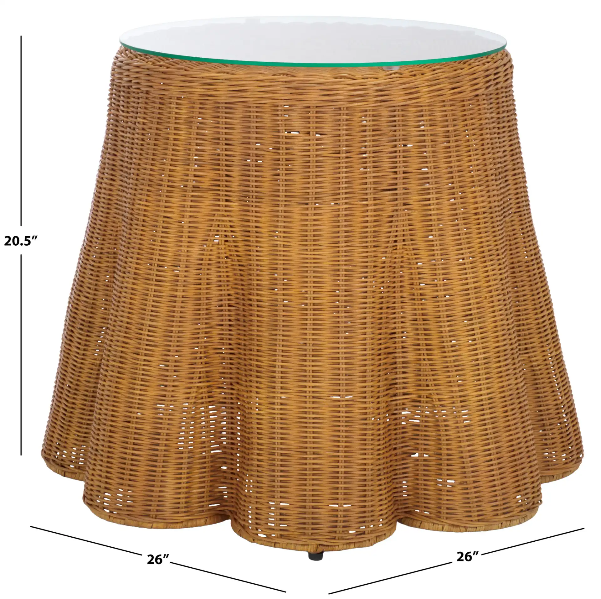 Hylda Round Rattan Accent Table in Natural, detail view