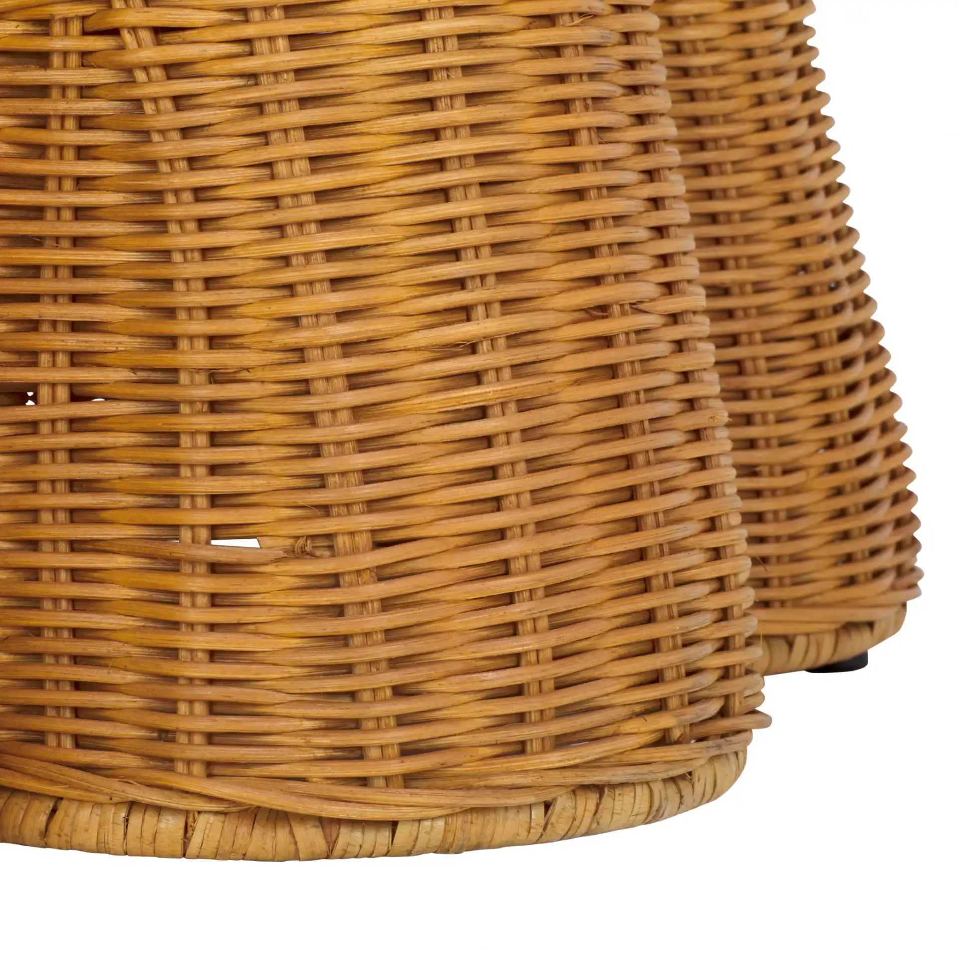 Hylda Round Rattan Accent Table in Natural, detail view