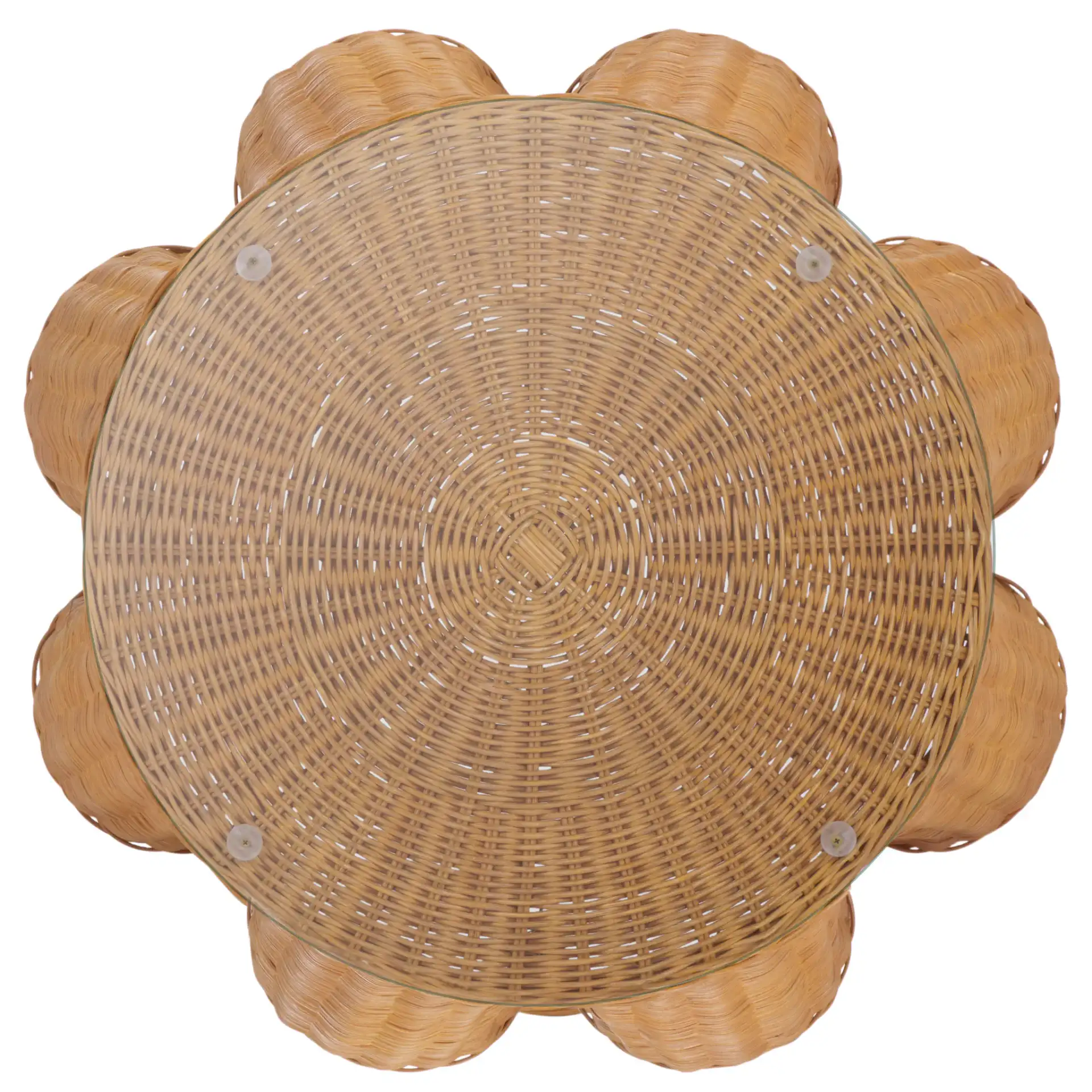 Hylda Round Rattan Accent Table in Natural, detail view