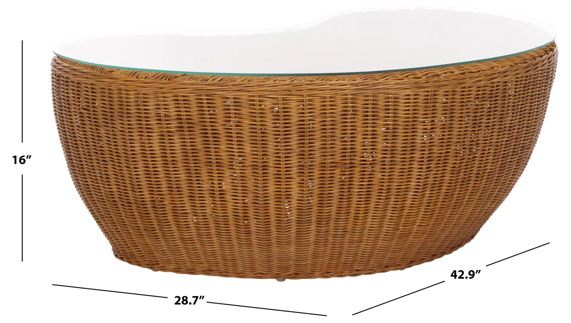 Hylda Rattan Coffee Table in Natural, detail view