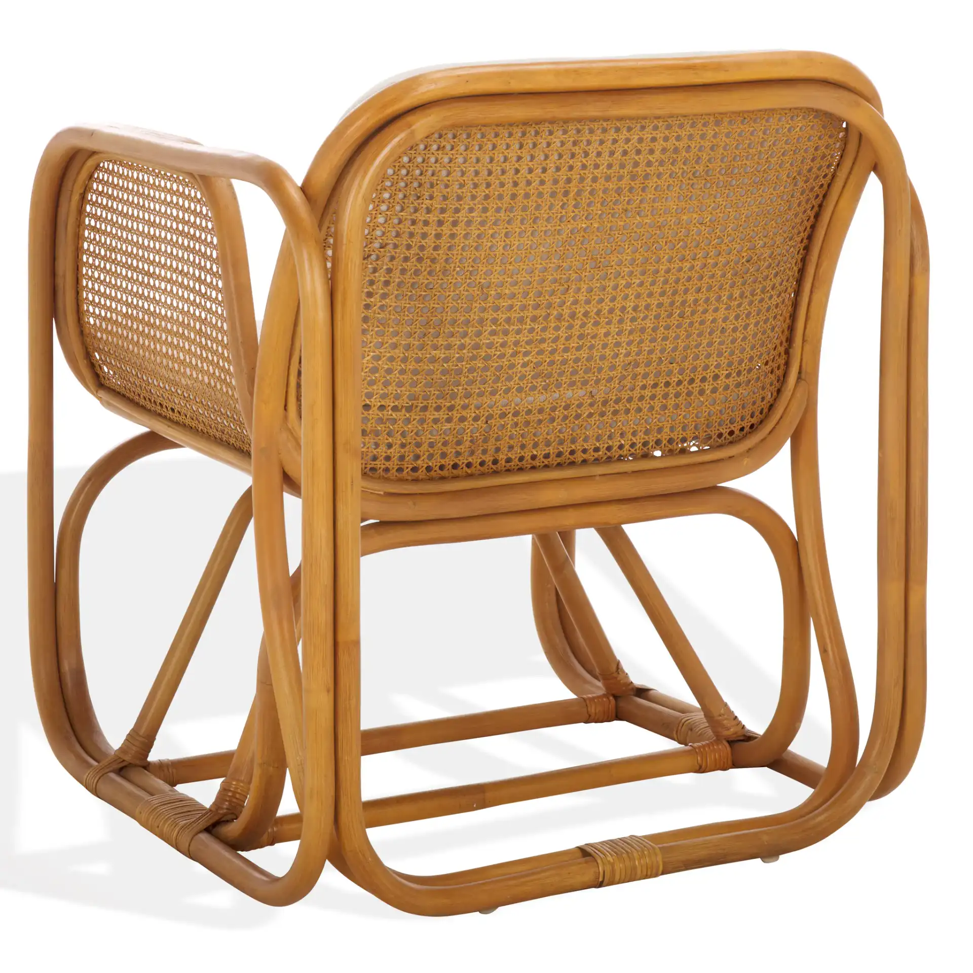Brauner Rattan Pole Accent Chair in Natural / White, detail view