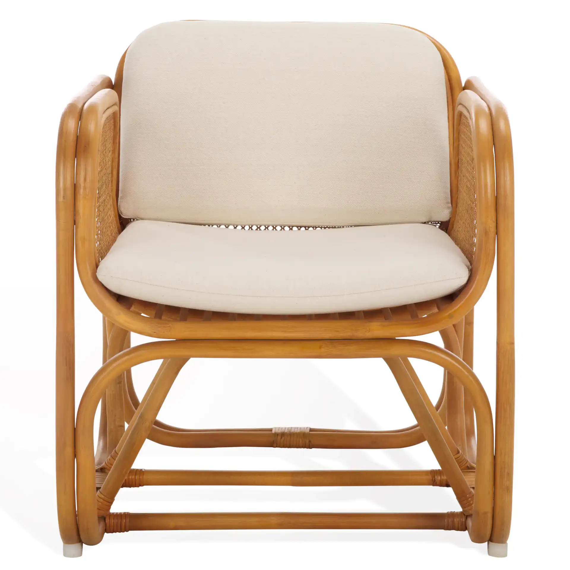 Brauner Rattan Pole Accent Chair in Natural / White, detail view