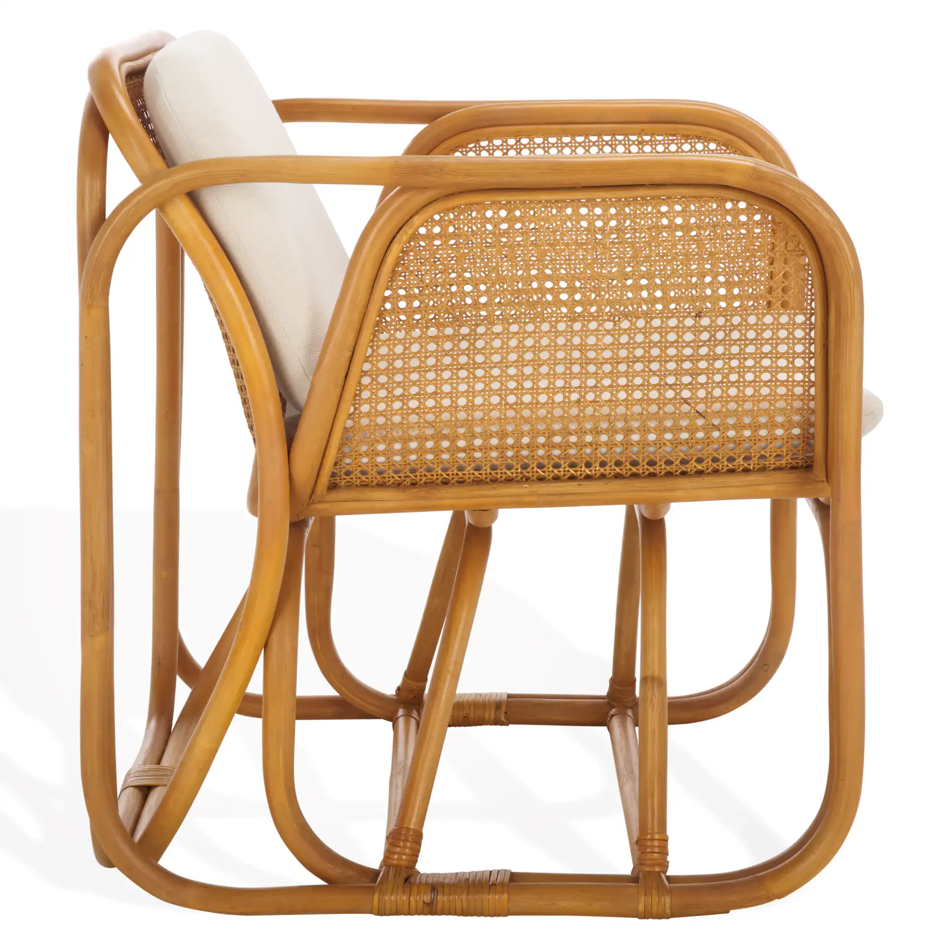 Brauner Rattan Pole Accent Chair in Natural / White, detail view