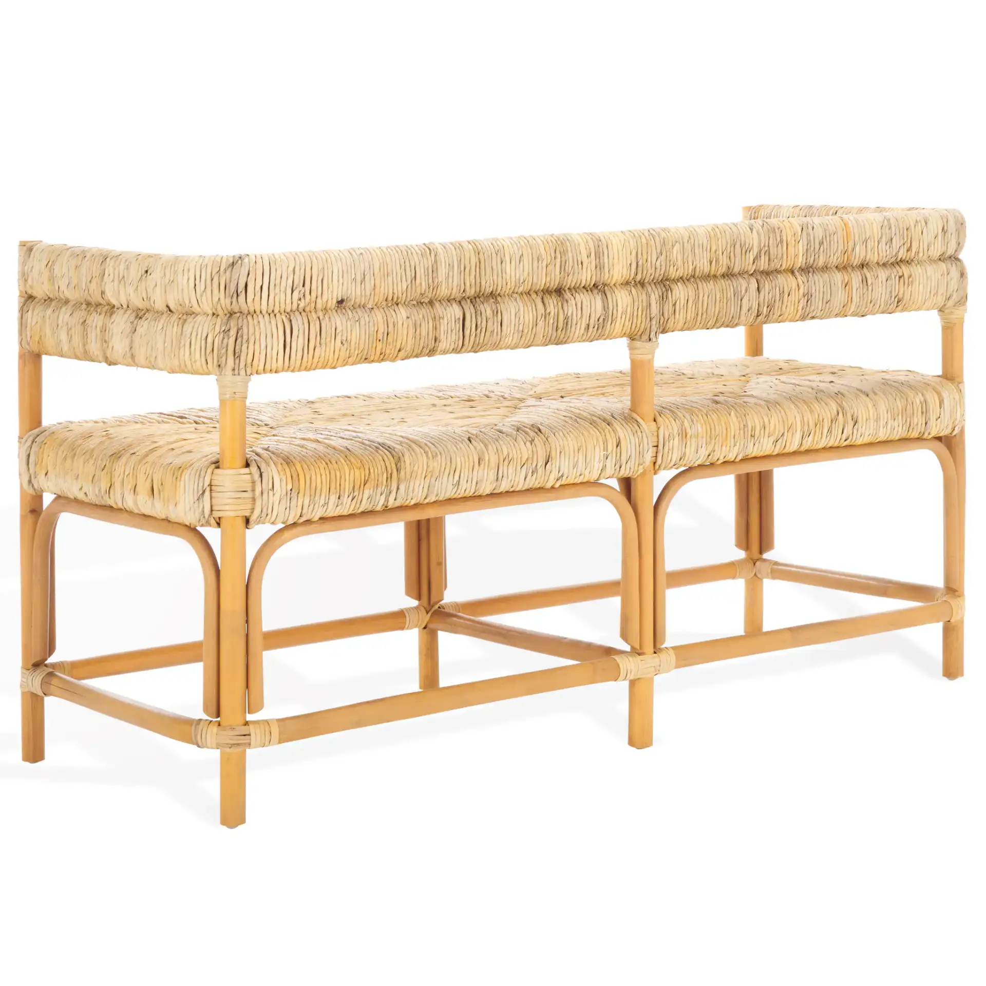 Elexa Banana Weaving Bench in Natural, detail view