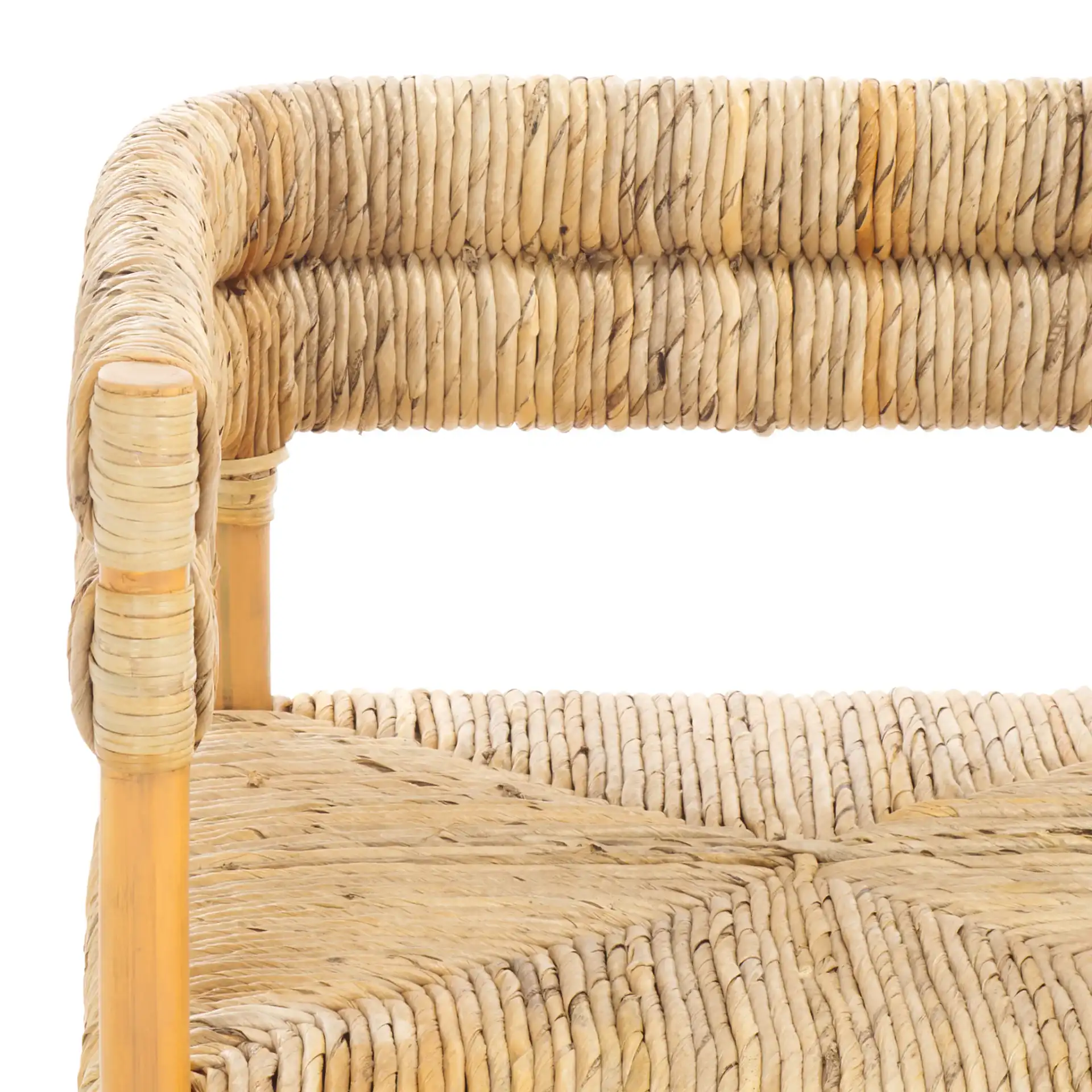 Elexa Banana Weaving Bench in Natural in a styled room