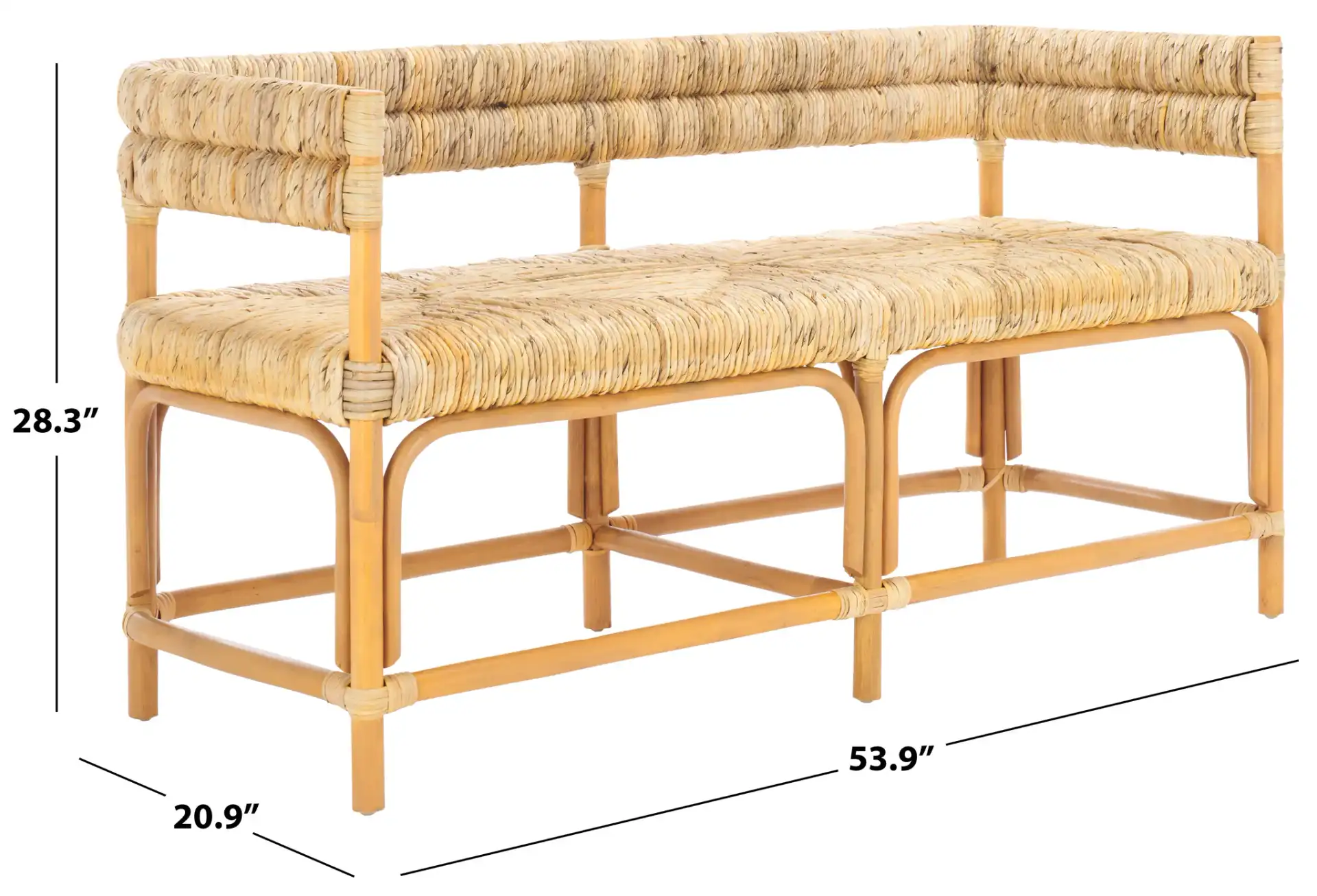 Elexa Banana Weaving Bench in Natural, detail view