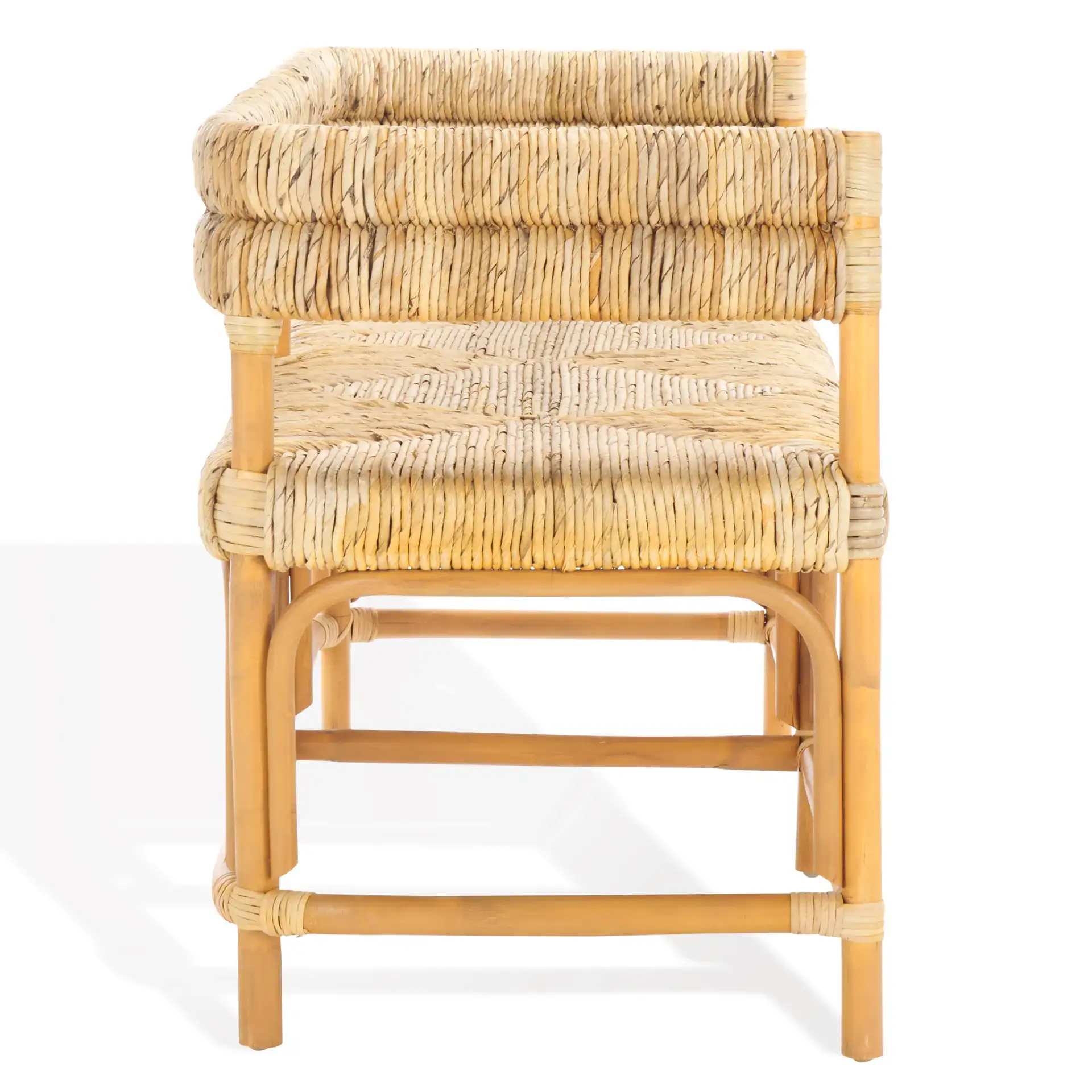 Elexa Banana Weaving Bench in Natural, detail view