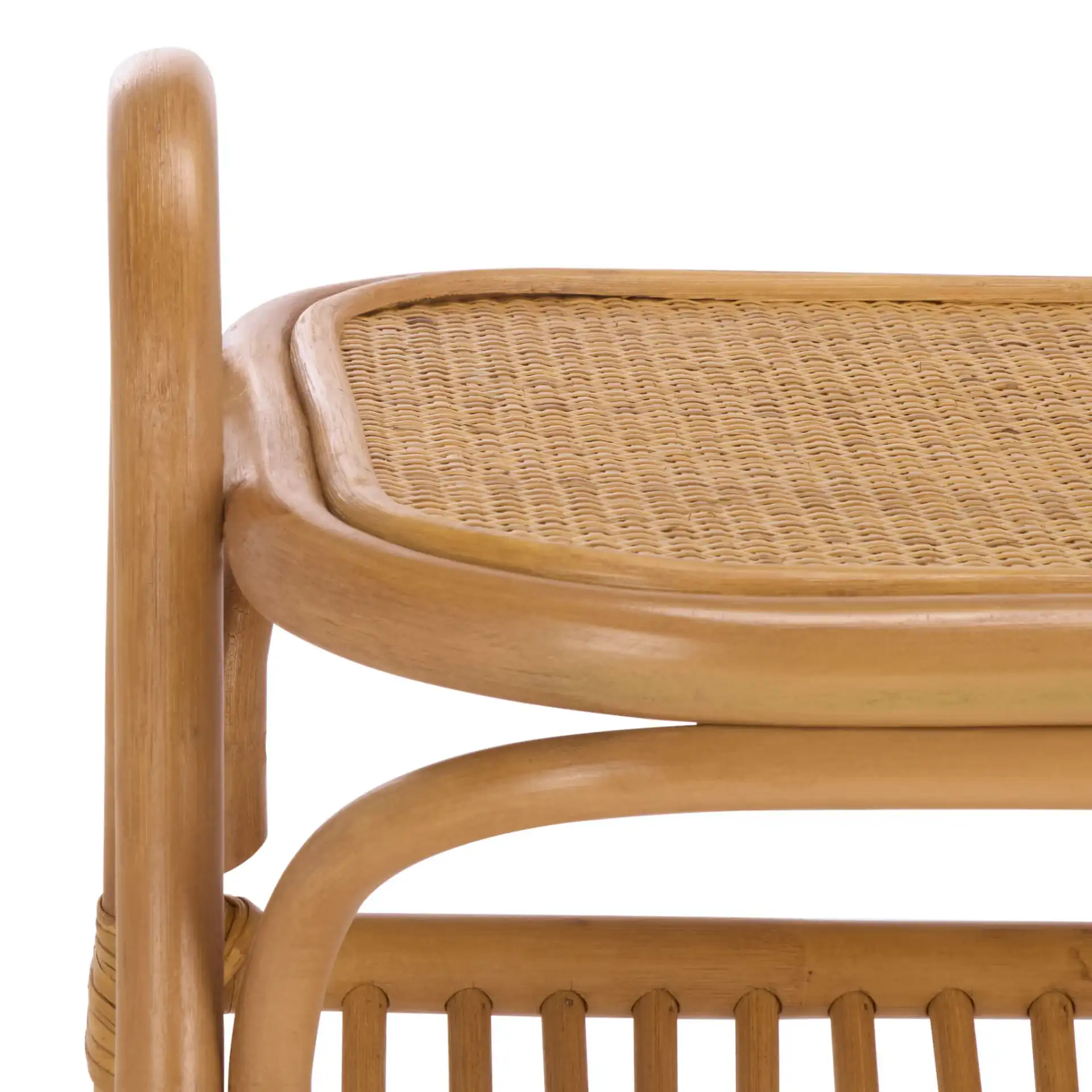 Bayard Rattan Pole Accent Table in Natural in a styled room