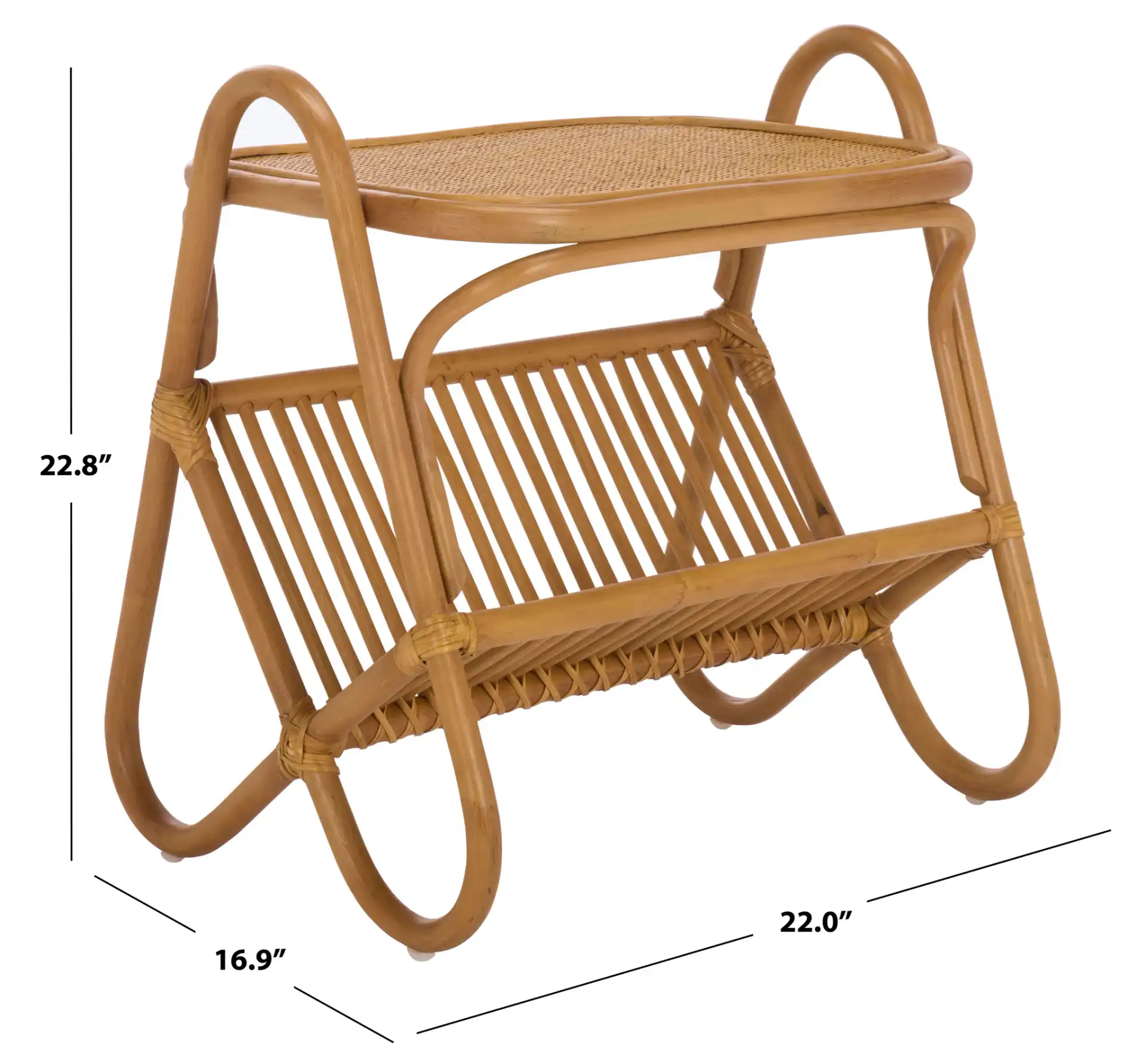 Bayard Rattan Pole Accent Table in Natural, detail view