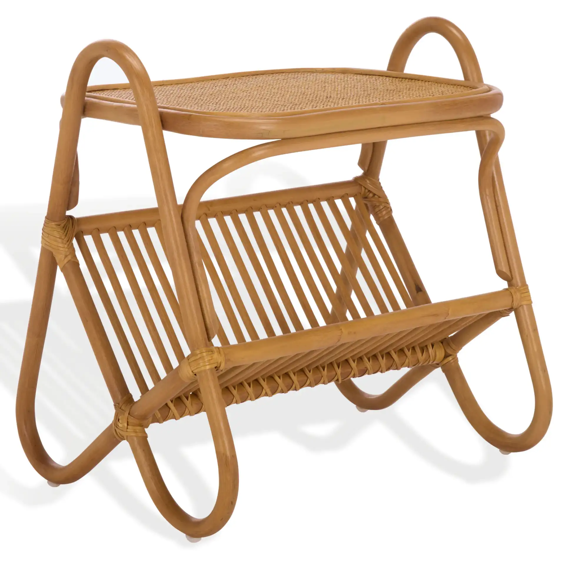 Bayard Rattan Pole Accent Table in Natural, detail view
