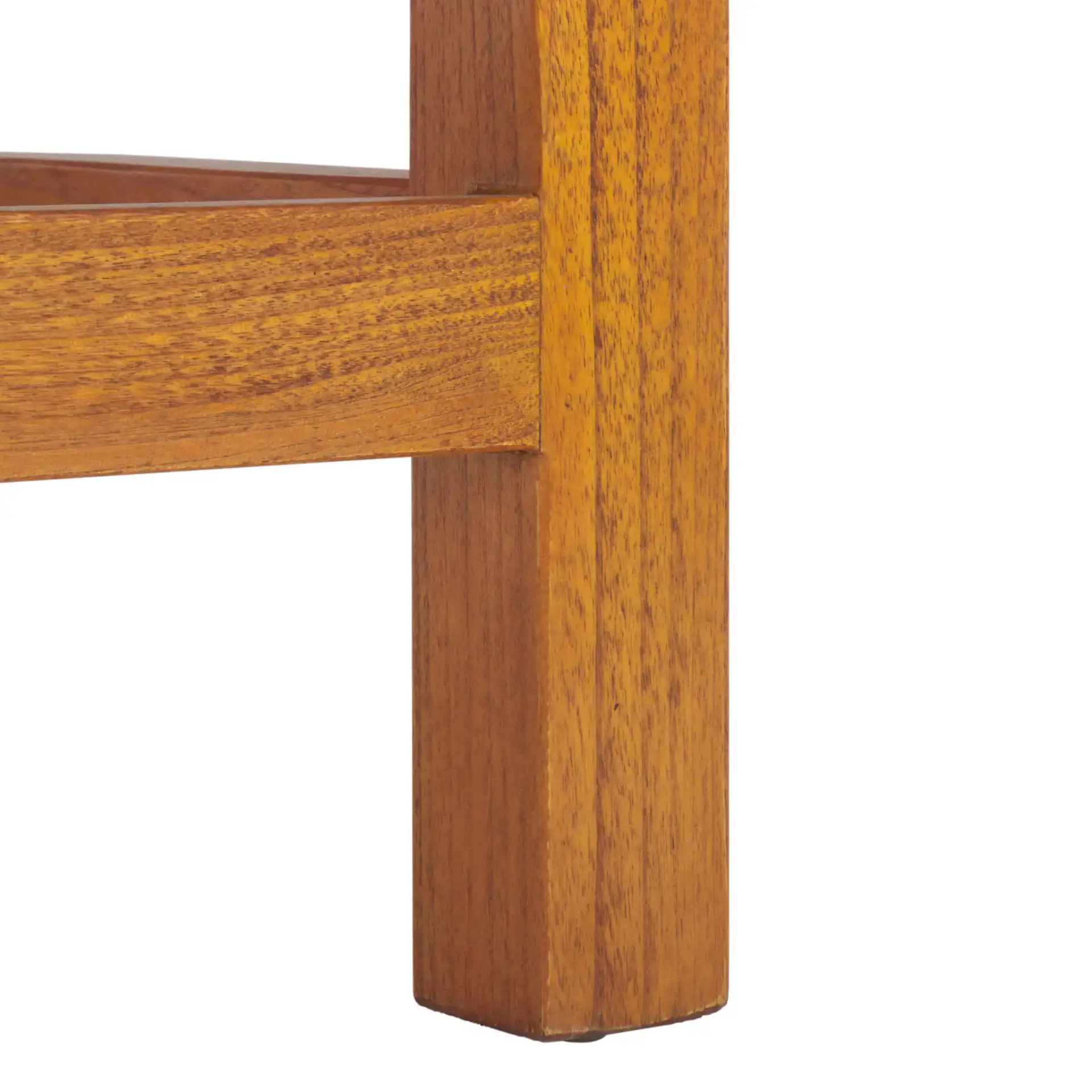 Cryslene Teakwood Bench in Natural / White, detail view