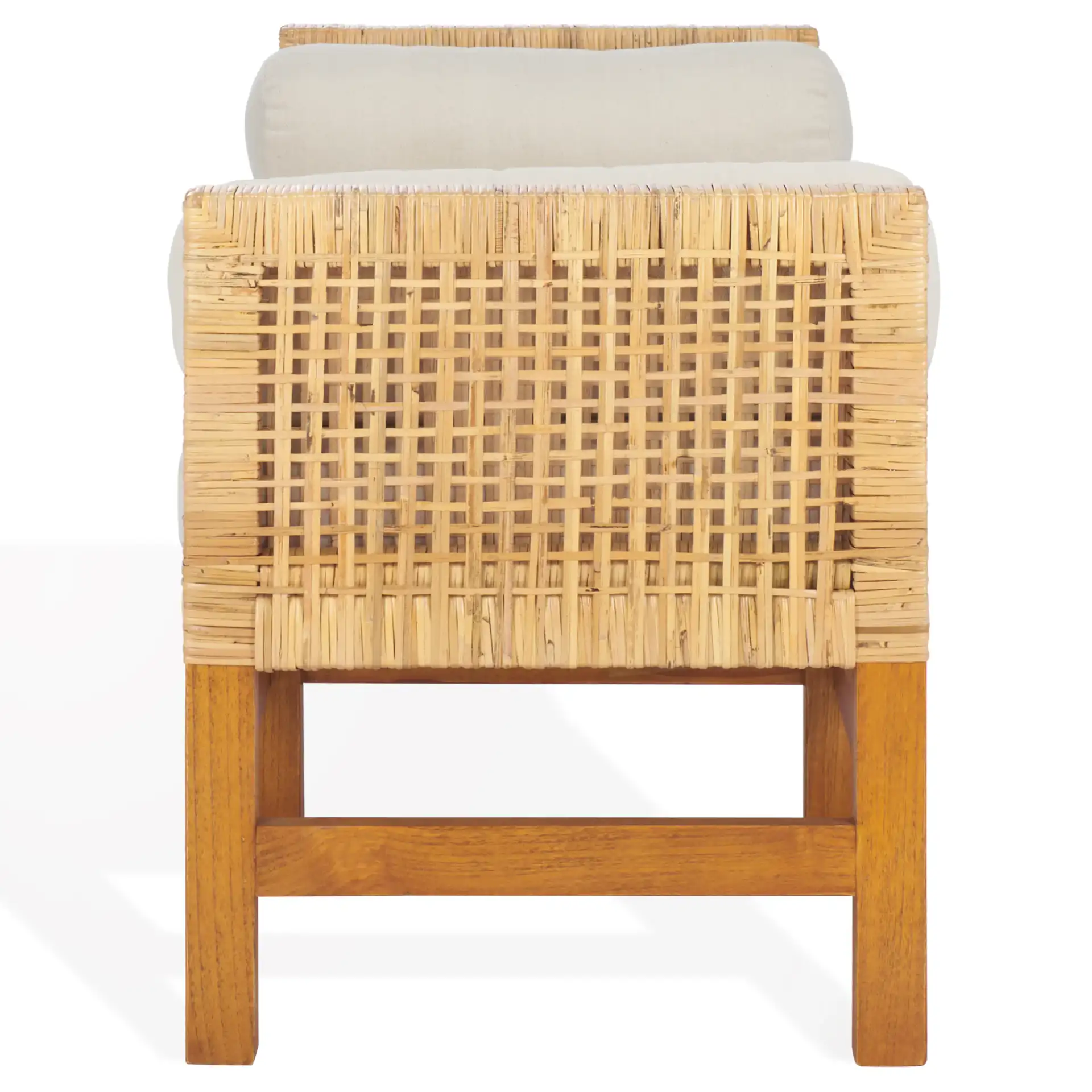 Cryslene Teakwood Bench in Natural / White, detail view