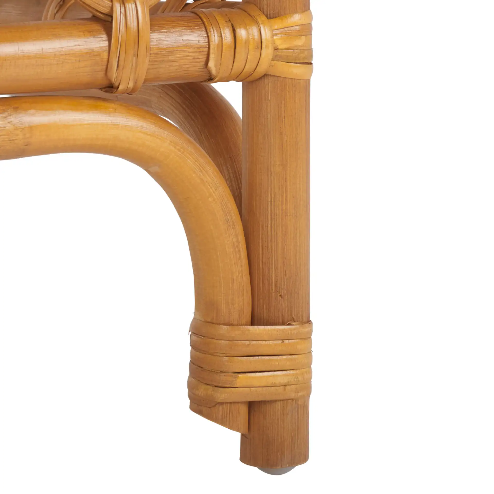 Cherilynn Rattan Pole Ottoman in Natural / White, detail view