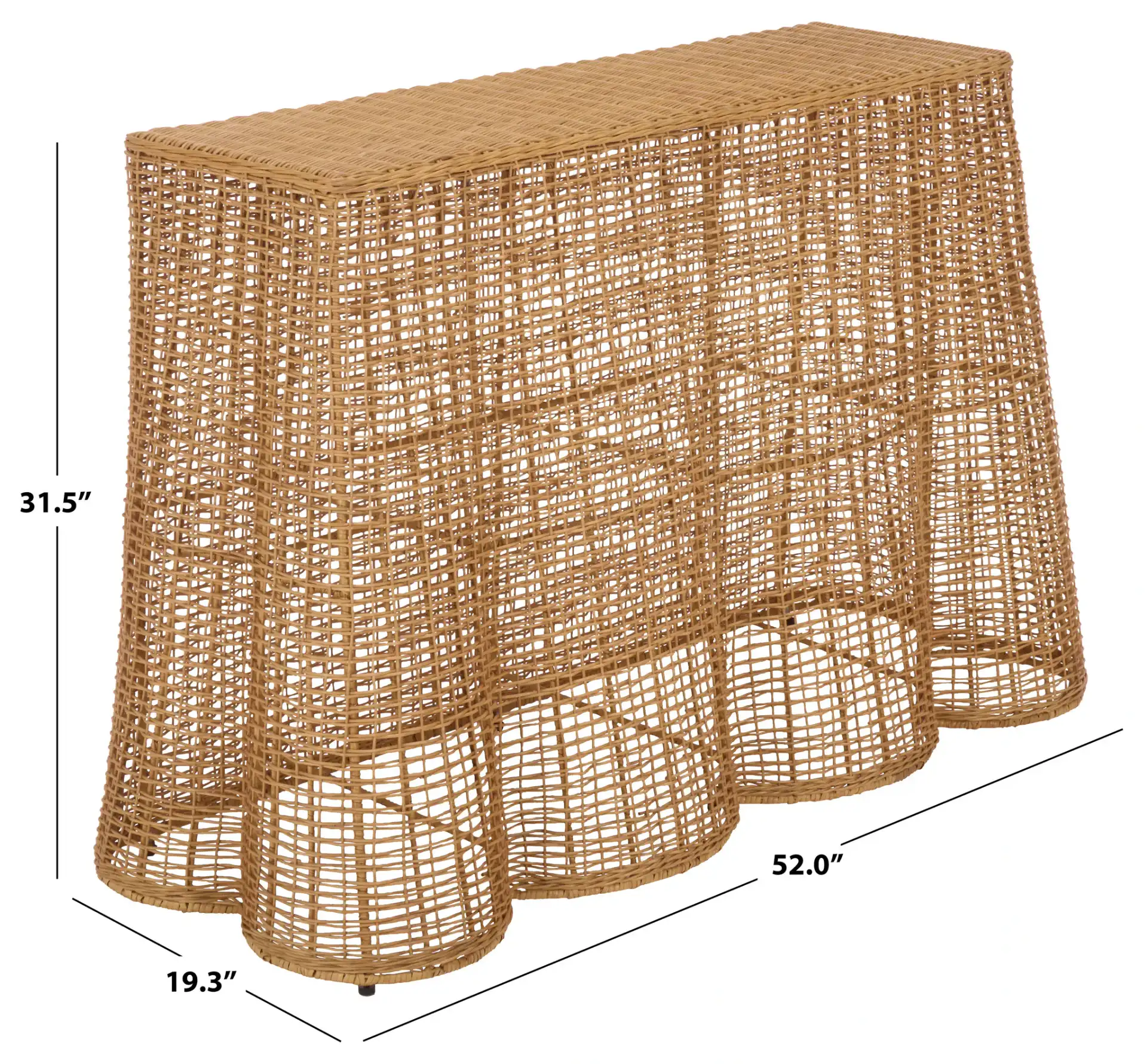 Jilliette Rattan Console Table in Natural, detail view