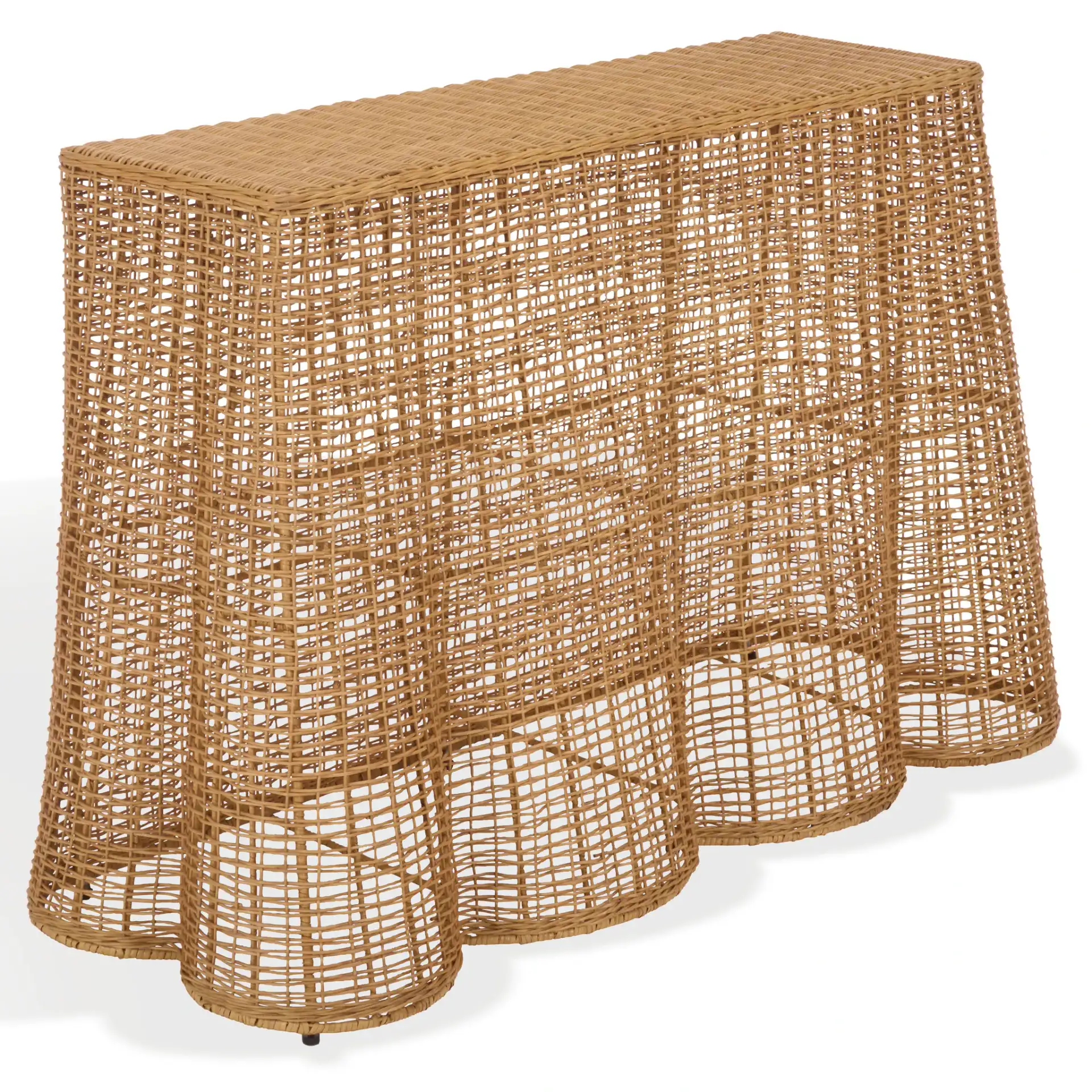 Jilliette Rattan Console Table in Natural, detail view