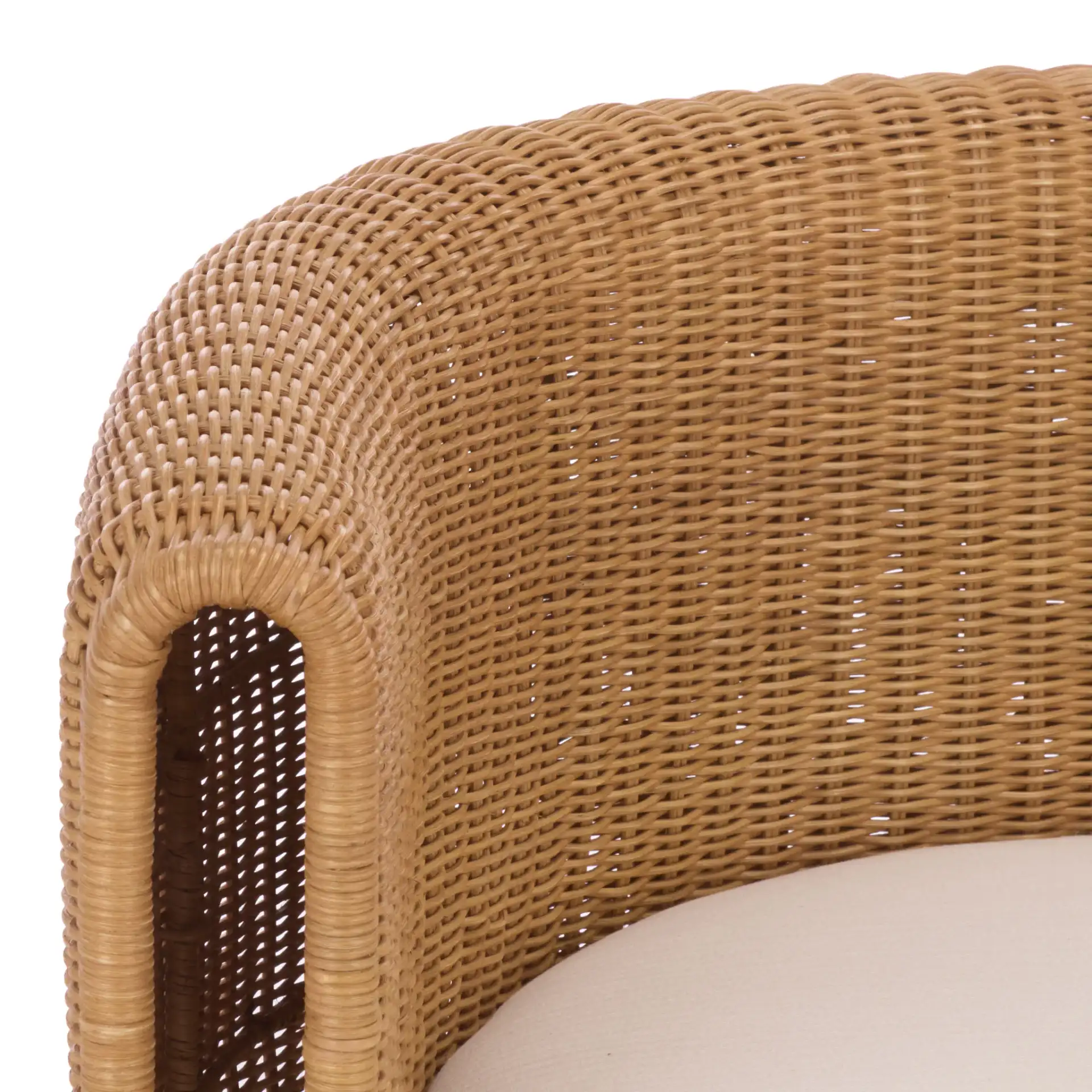 O'Reilly Rattan Accent Chair in Natural / White in a styled room