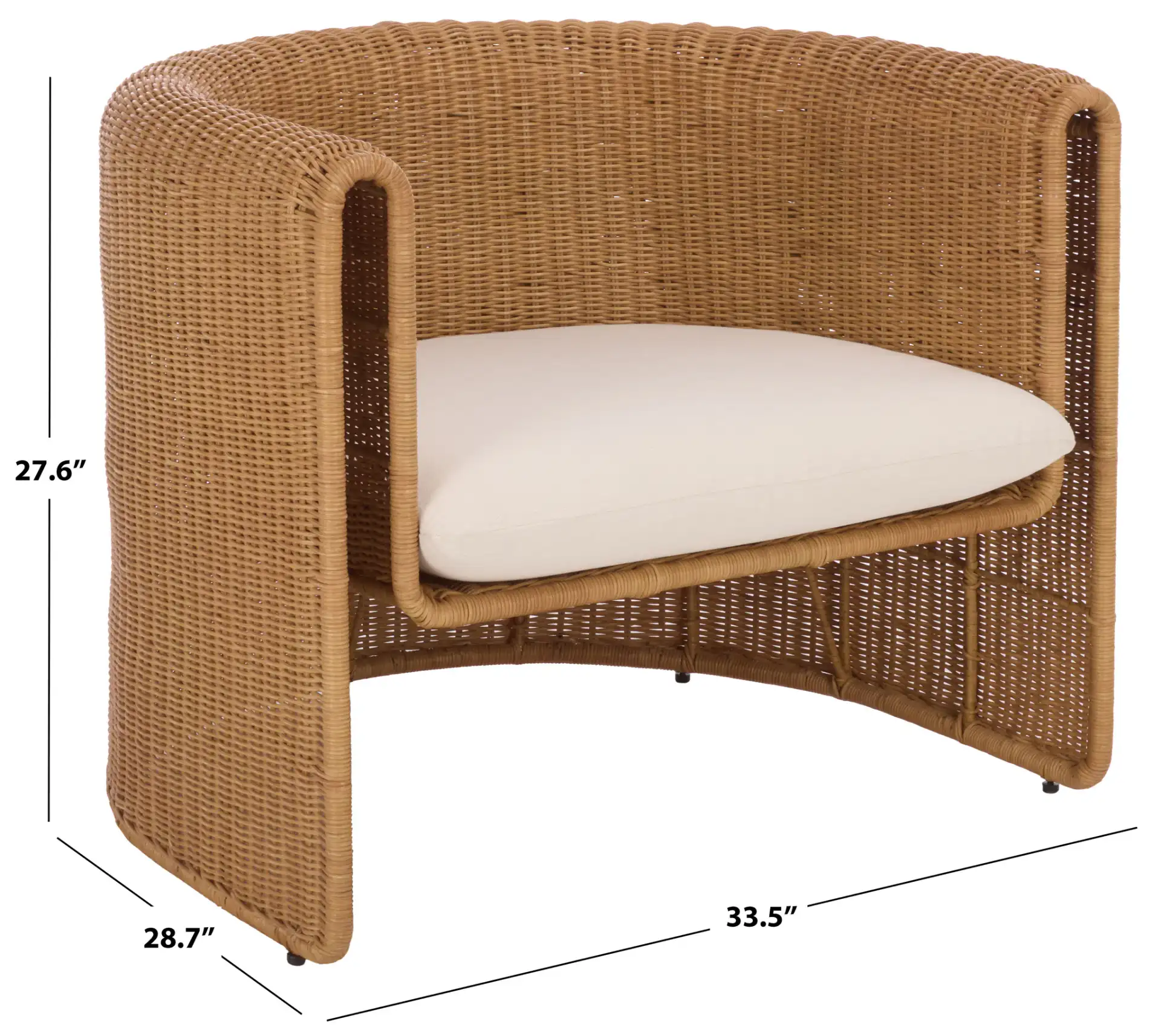 O'Reilly Rattan Accent Chair in Natural / White, detail view