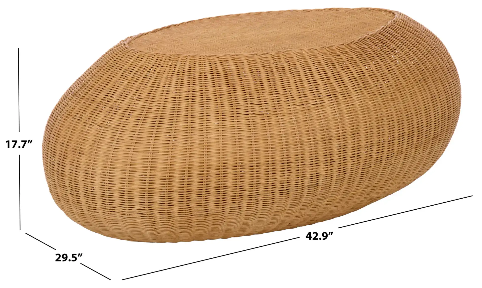 O'Reilly Rattan Coffee Table in Natural, detail view
