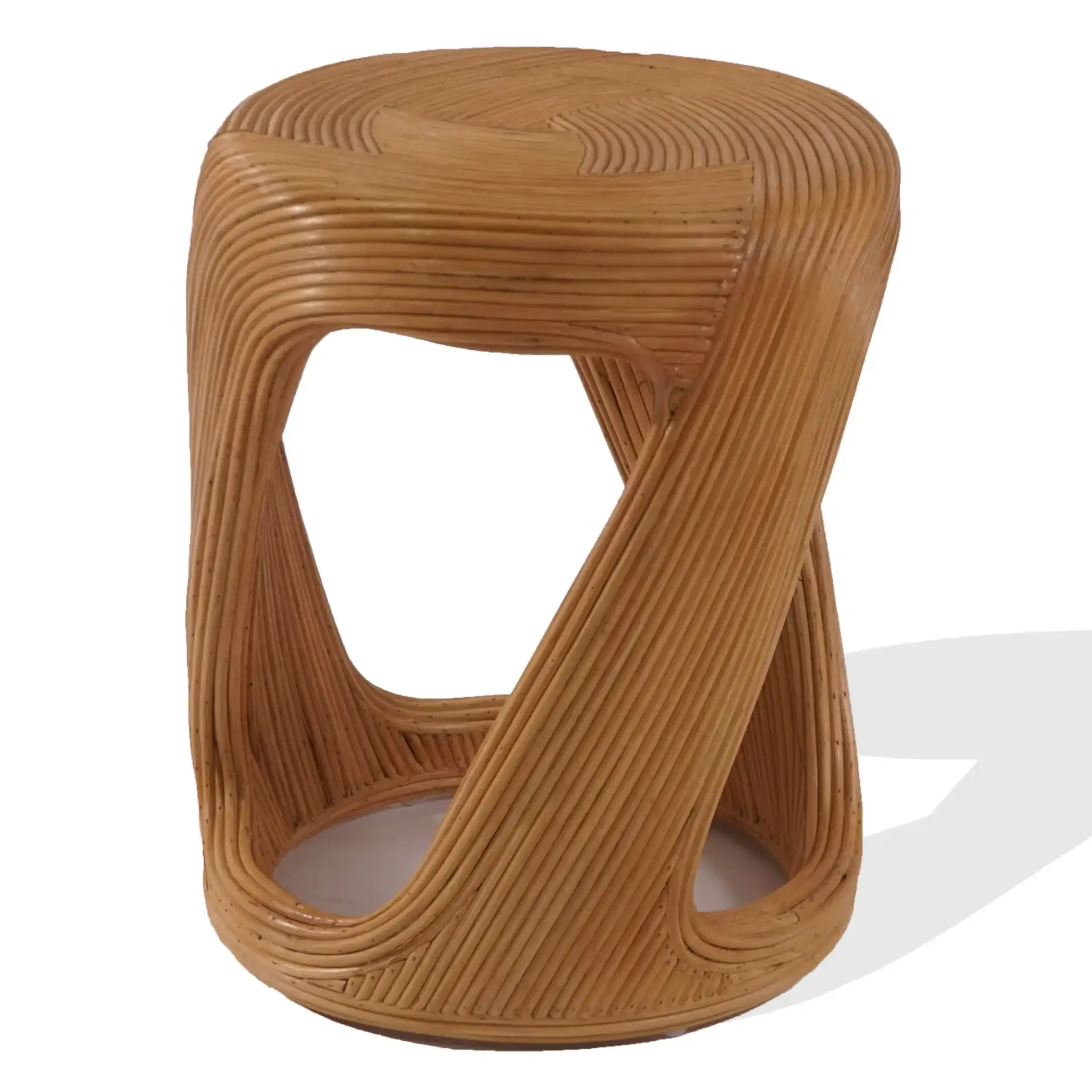 Tyleigh Round Rattan Accent Table in Natural, detail view