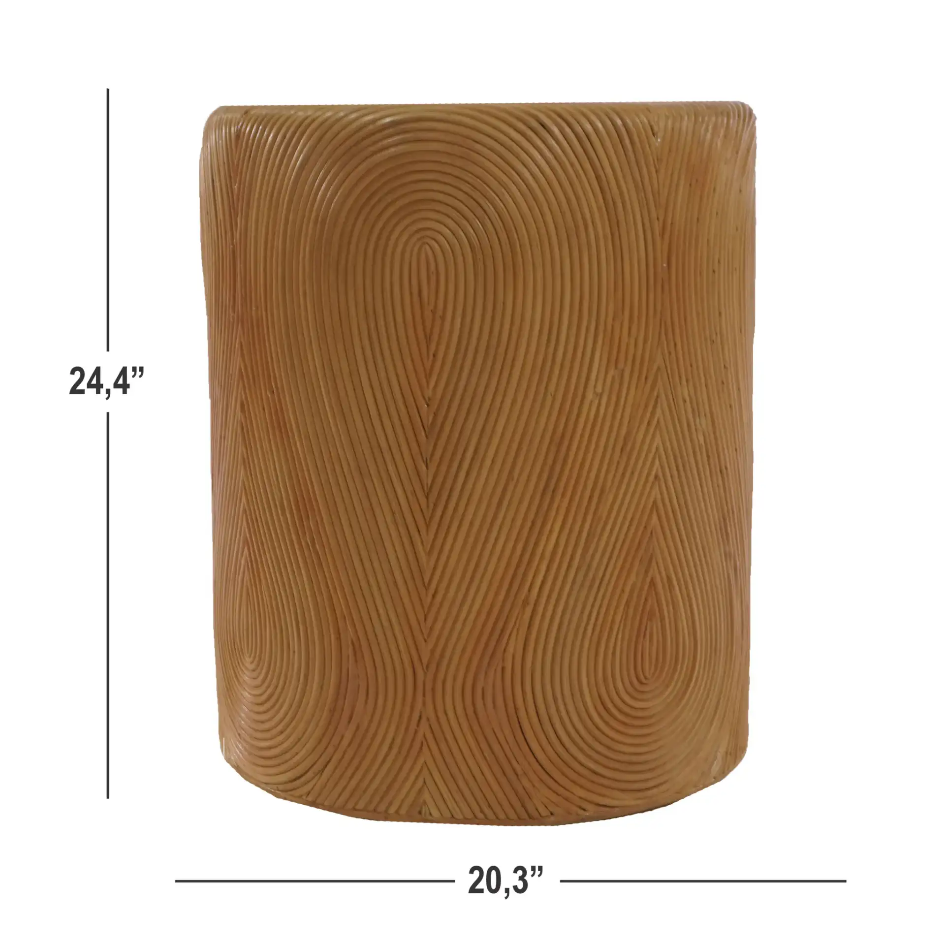 Rhynne Round Rattan Accent Table in Natural, detail view
