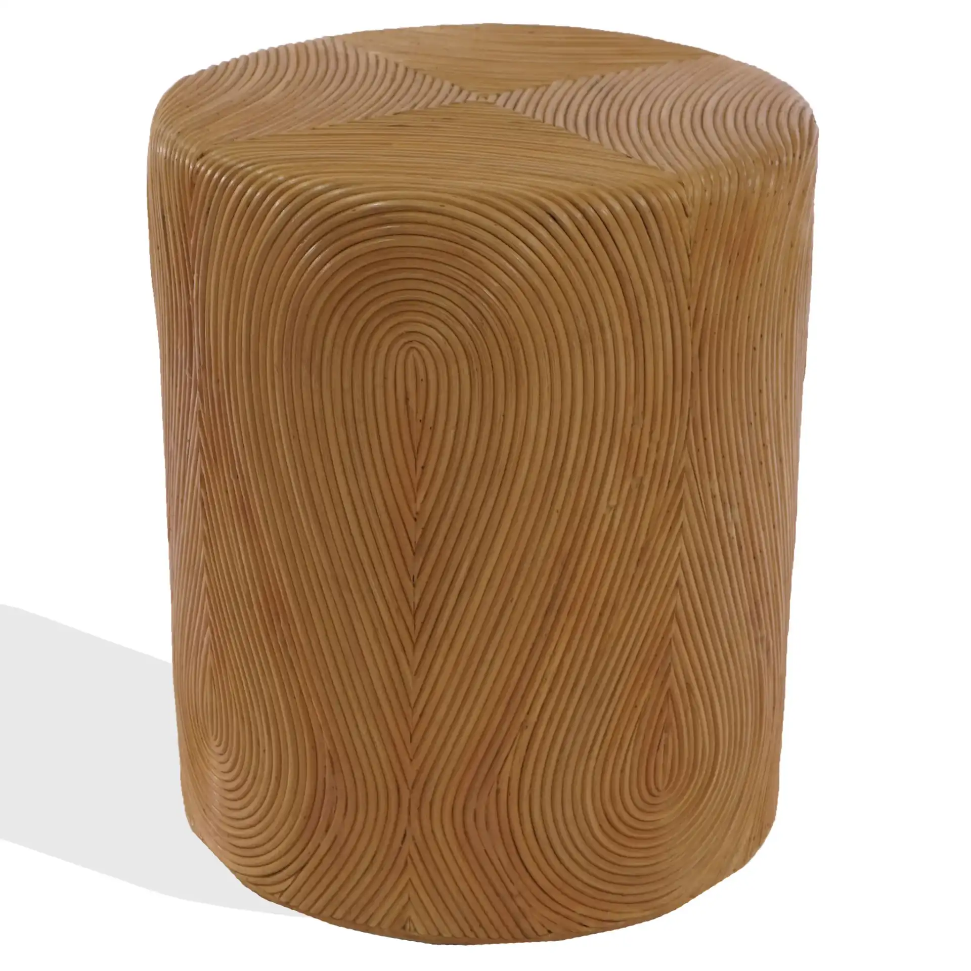 Rhynne Round Rattan Accent Table in Natural, detail view