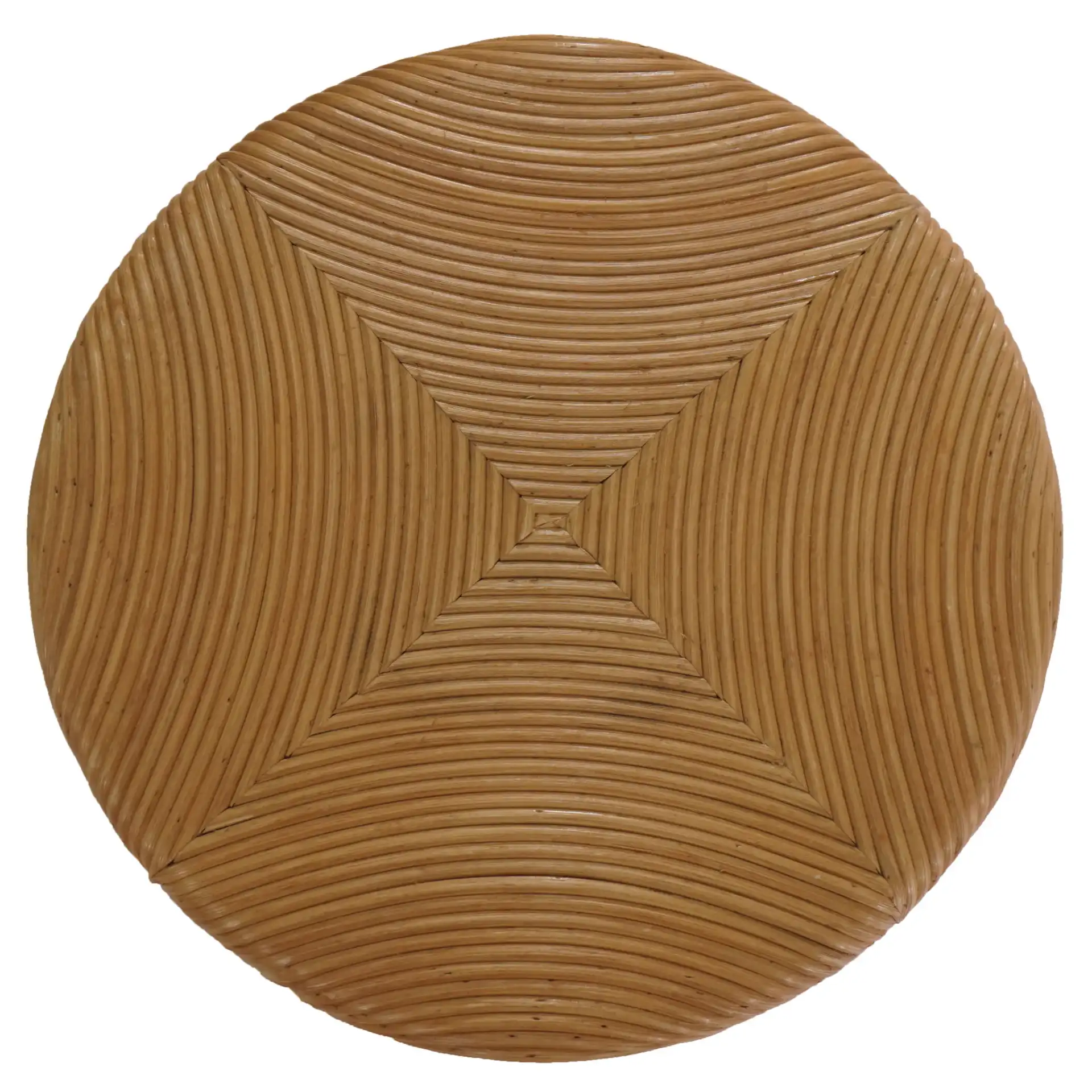 Rhynne Round Rattan Accent Table in Natural, detail view