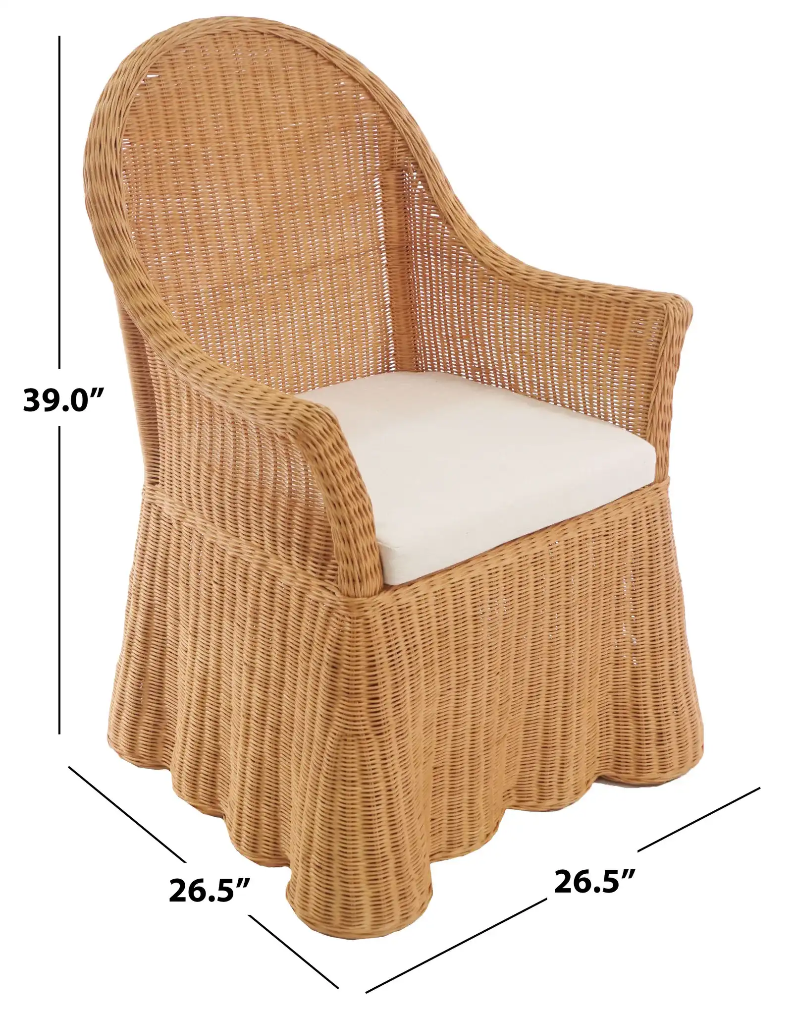 Hylda Rattan Dining Chair in Natural / White, detail view