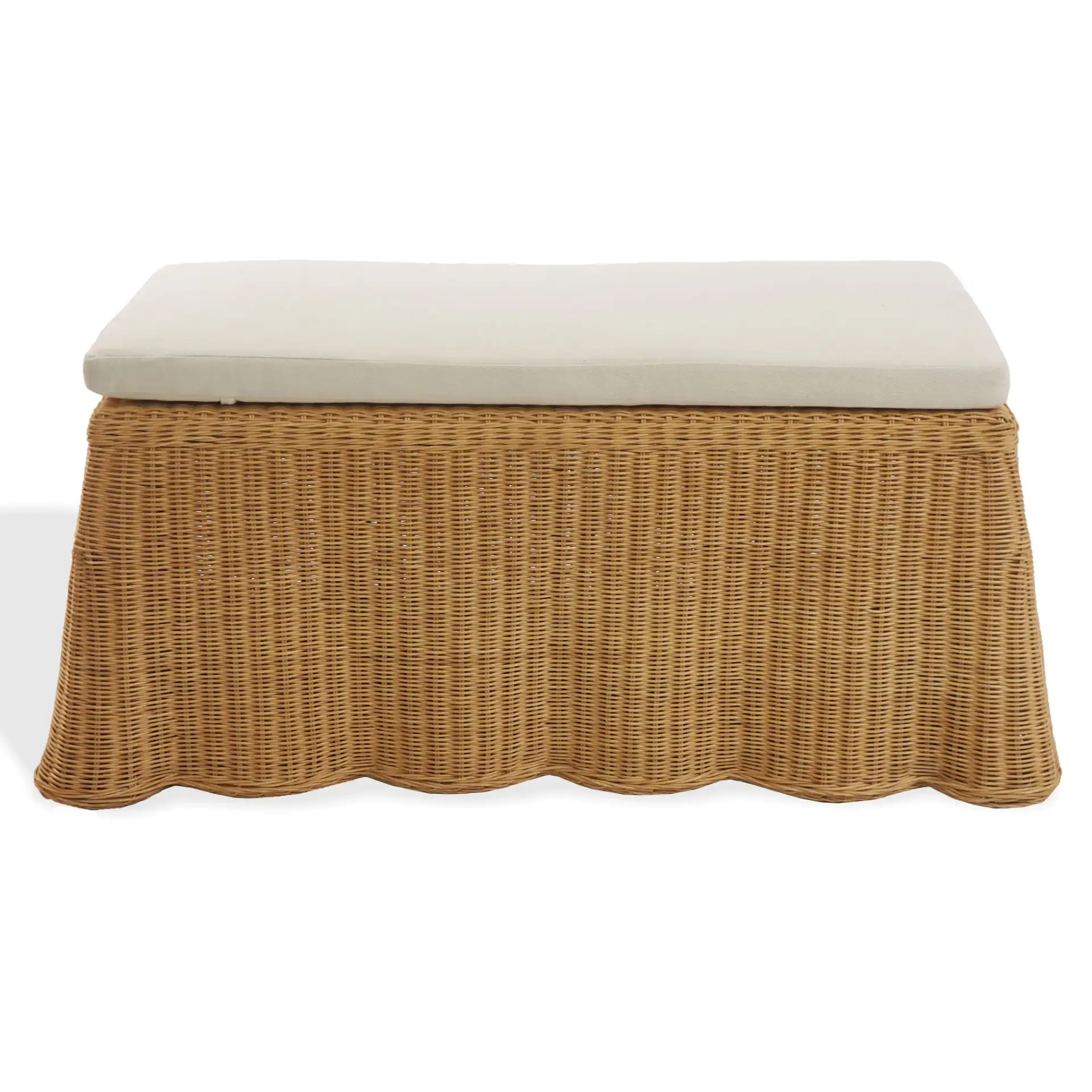 Hylda Rattan Bench in Natural / White, detail view