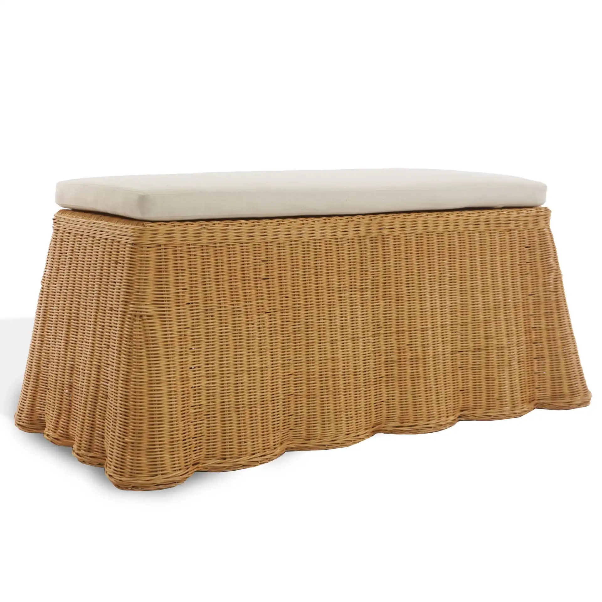 Hylda Rattan Bench in Natural / White