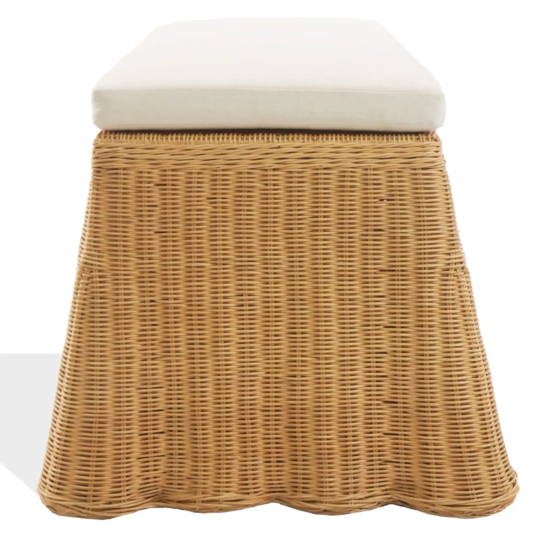 Hylda Rattan Bench in Natural / White, detail view